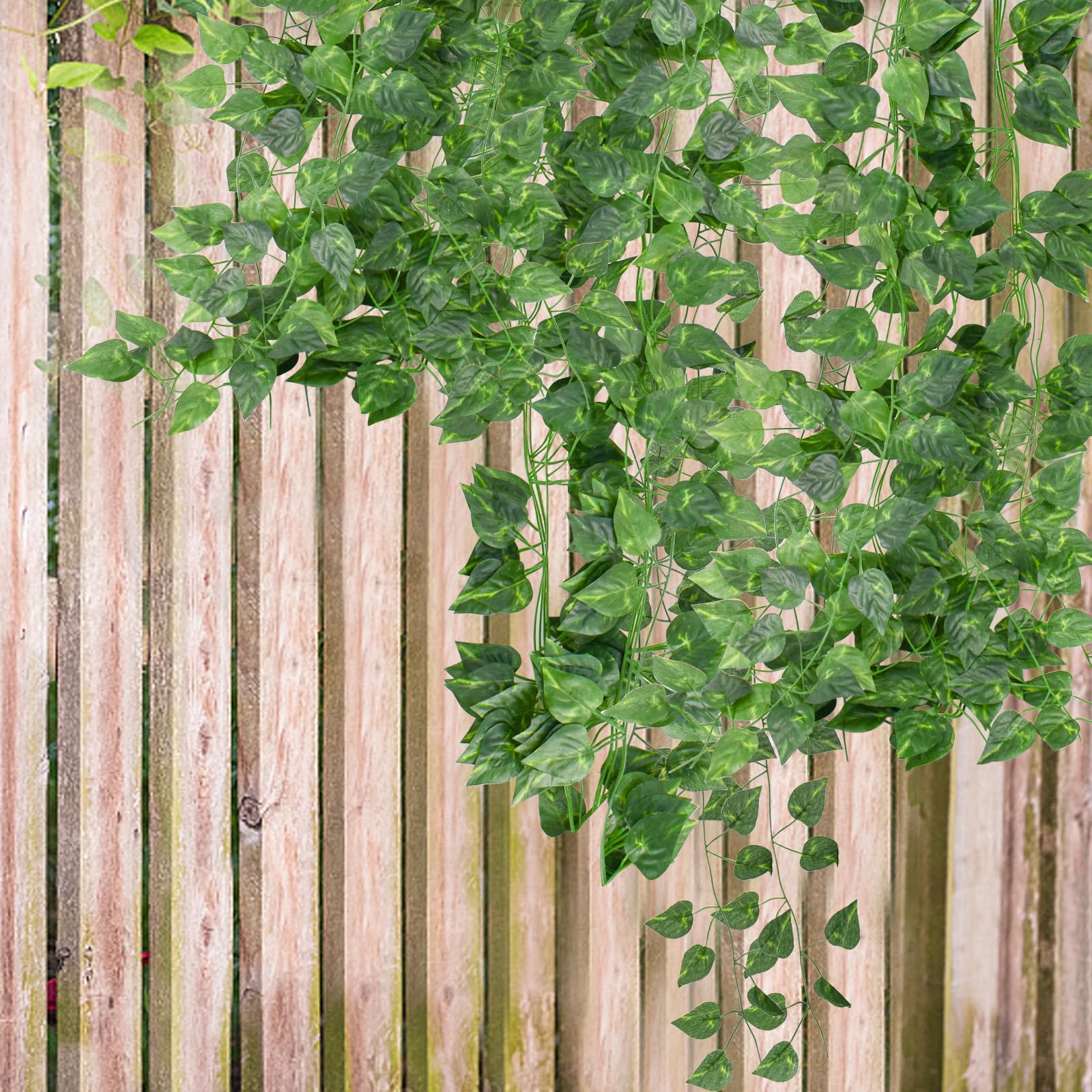 Bacucine 人工観葉植物 フェイクグリーン ポトス 36本セット 造花グリーン 2.1m 吊り下げ 壁掛け 吊るし 藤 垂れる 観葉植物 インテリア ガーデニング リアル DIY飾り 枯れない トイレ 人気 ウェディング