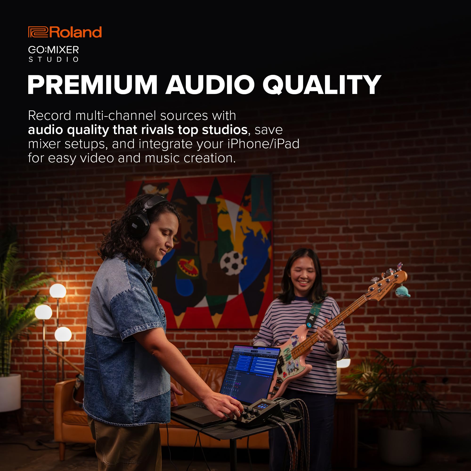 Roland GO:MIXER STUDIO | Mixer multicanale portatile e interfaccia audio | Perfetto per creatori di contenuti e musicisti | Qualità audio di qualità da studio | FX integrato