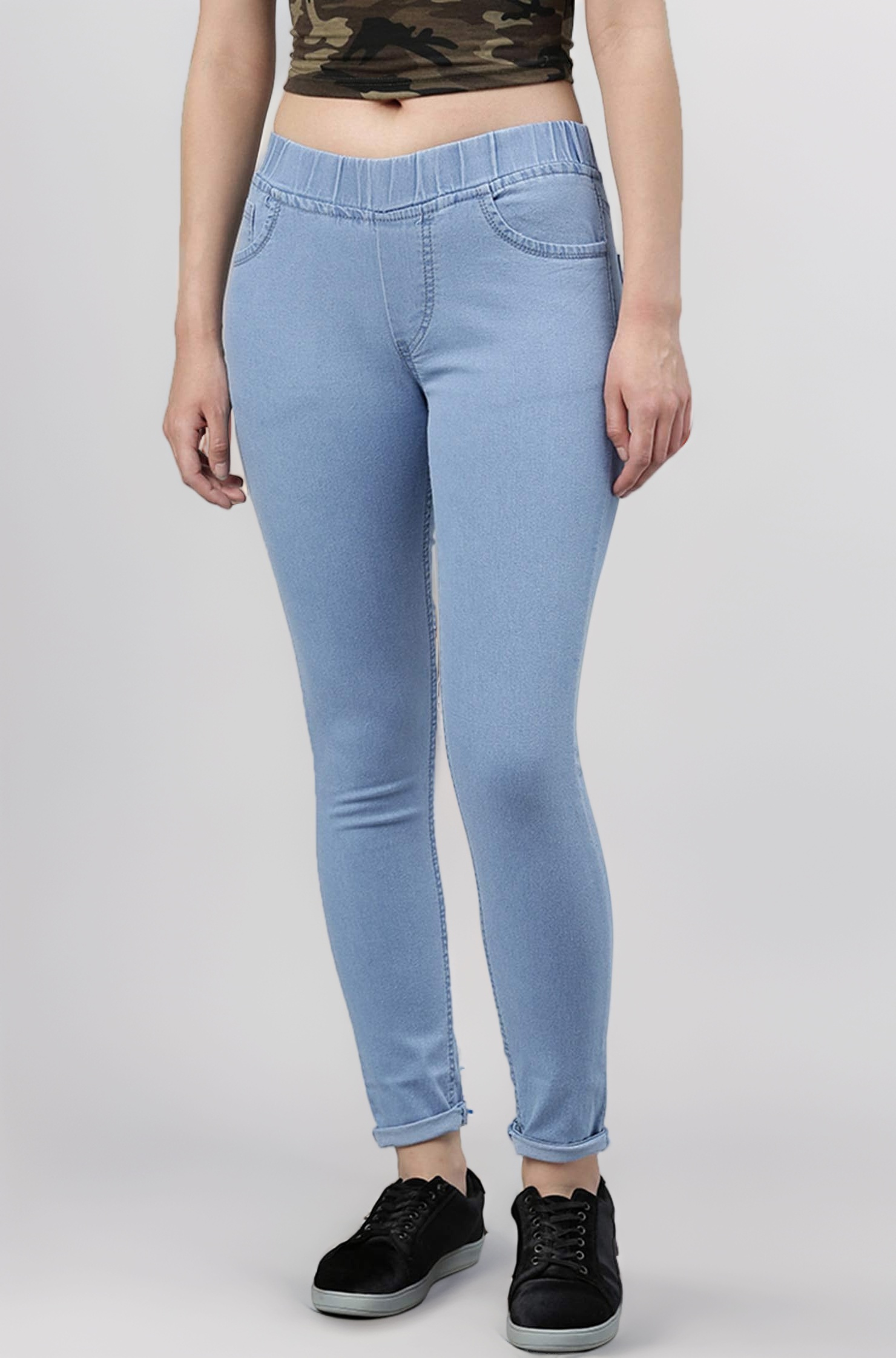 ADBUCKS Women's Slim Fit Mid Rise Jeggings -, Skinny, Wide Leg Jean, Elasticated