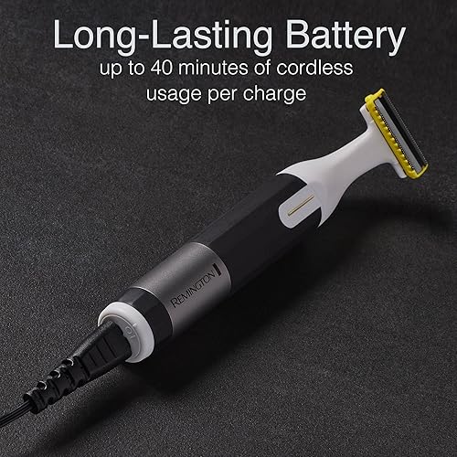 Miniatura 7 de Remington Omniblade - Afeitadora facial y corporal para hombres, 100% impermeable, recargable con cabeza extraíble, hoja principal de 1.378 in + 7