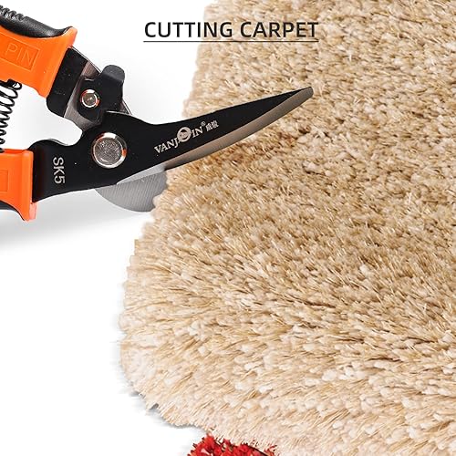 Miniatura 7 de Tijeras de 9 pulgadas resistentes, 2 paquetes de tijeras multiusos con cuchillas de acero al manganeso curvadas finamente dentadas y bloqueo seguro,