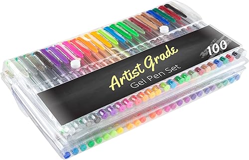 Artist Grade Juego de bolígrafos de gel de color, 100 unidades para colorear para adultos, álbumes de recortes, garabatos, animación cómica
