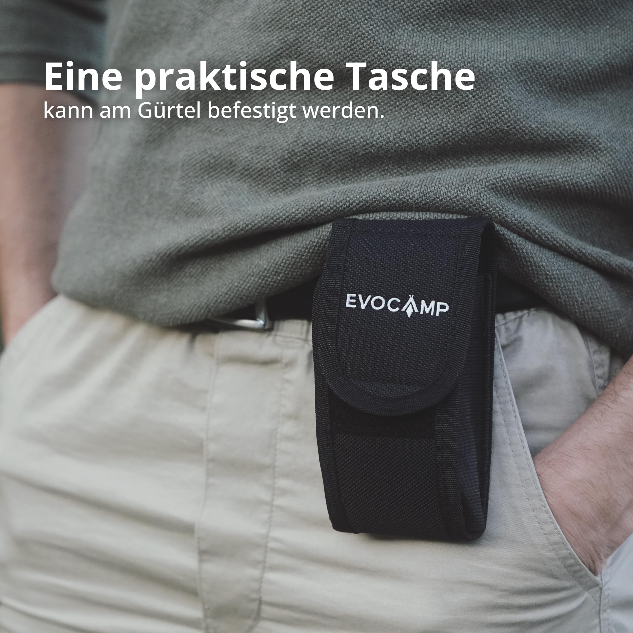 EVOCAMP Handkettensäge mit 33 Kettengliedern - Bushcraft Ausrüstung - kompakte und faltbare Camping Säge 65 cm mit einer Tasche - Ausrüstung für Camping (1 Stück)