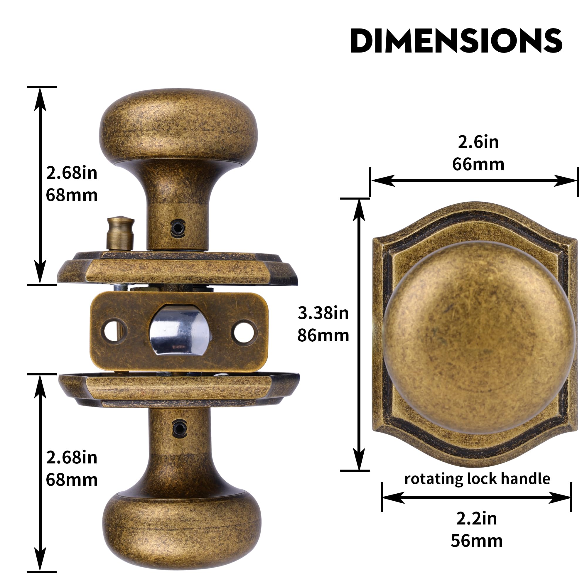 Vintage Brass Privacy Door Knob - Antique Style -4