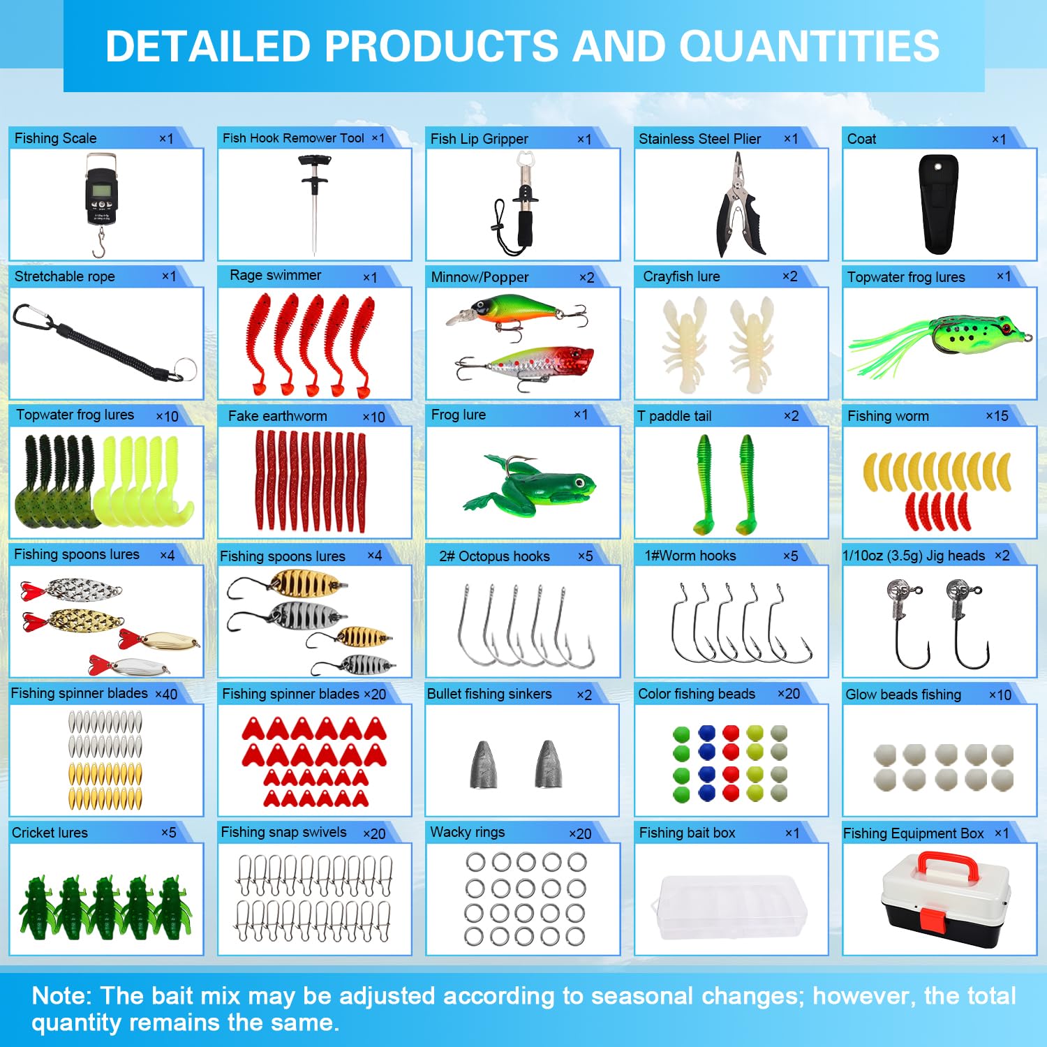 213 Piezas Señuelos de Pesca,Kits de Señuelos Pesca Accesorios Cebos Artificiales Articulos de Pesca Incluido la Anzuelos,Cebos,Pinzas de Pesca,etc.Regalo Masculino