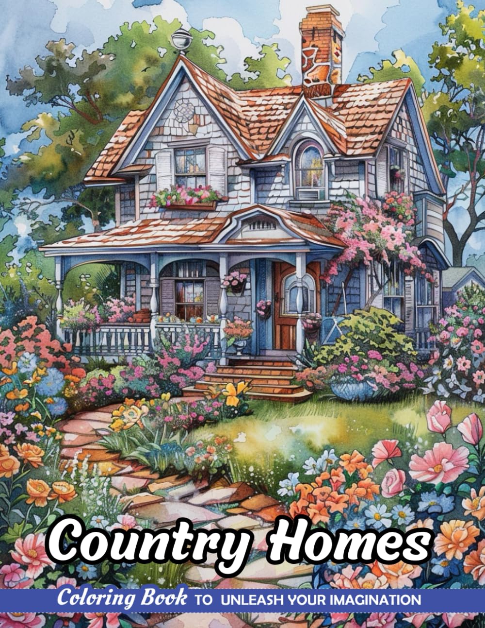 Country Homes: Adult Coloring Book with Country Homes for Stress Relief and Relaxation (Christmas Coloring Pages)