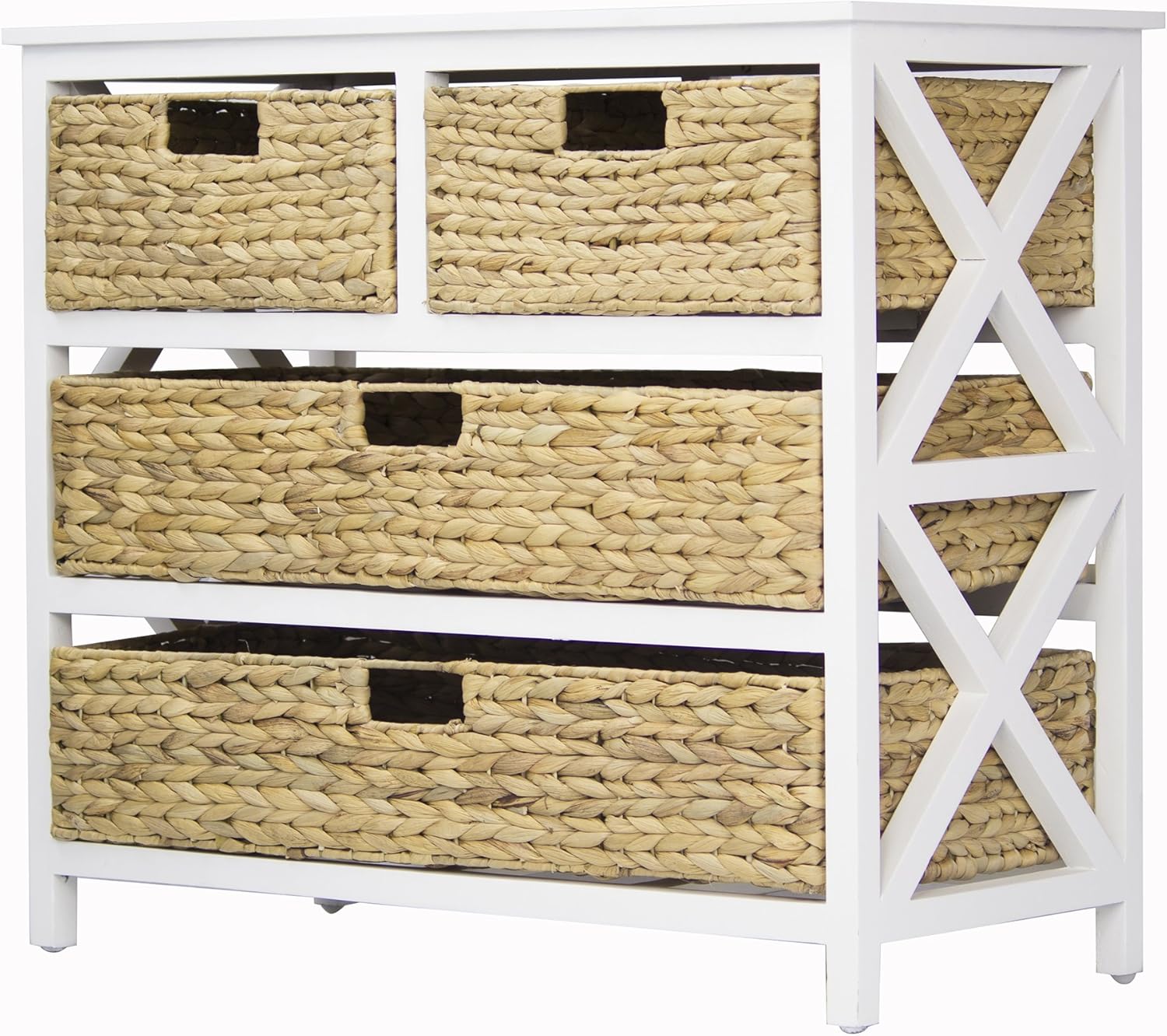 Amazon Com Heather Ann Creations Vale Collection Bohemian Storage Dresser With Four Removable Basket Drawers Wicker Finish White Wicker Furniture Decor Dresser With Wicker Basket Drawers