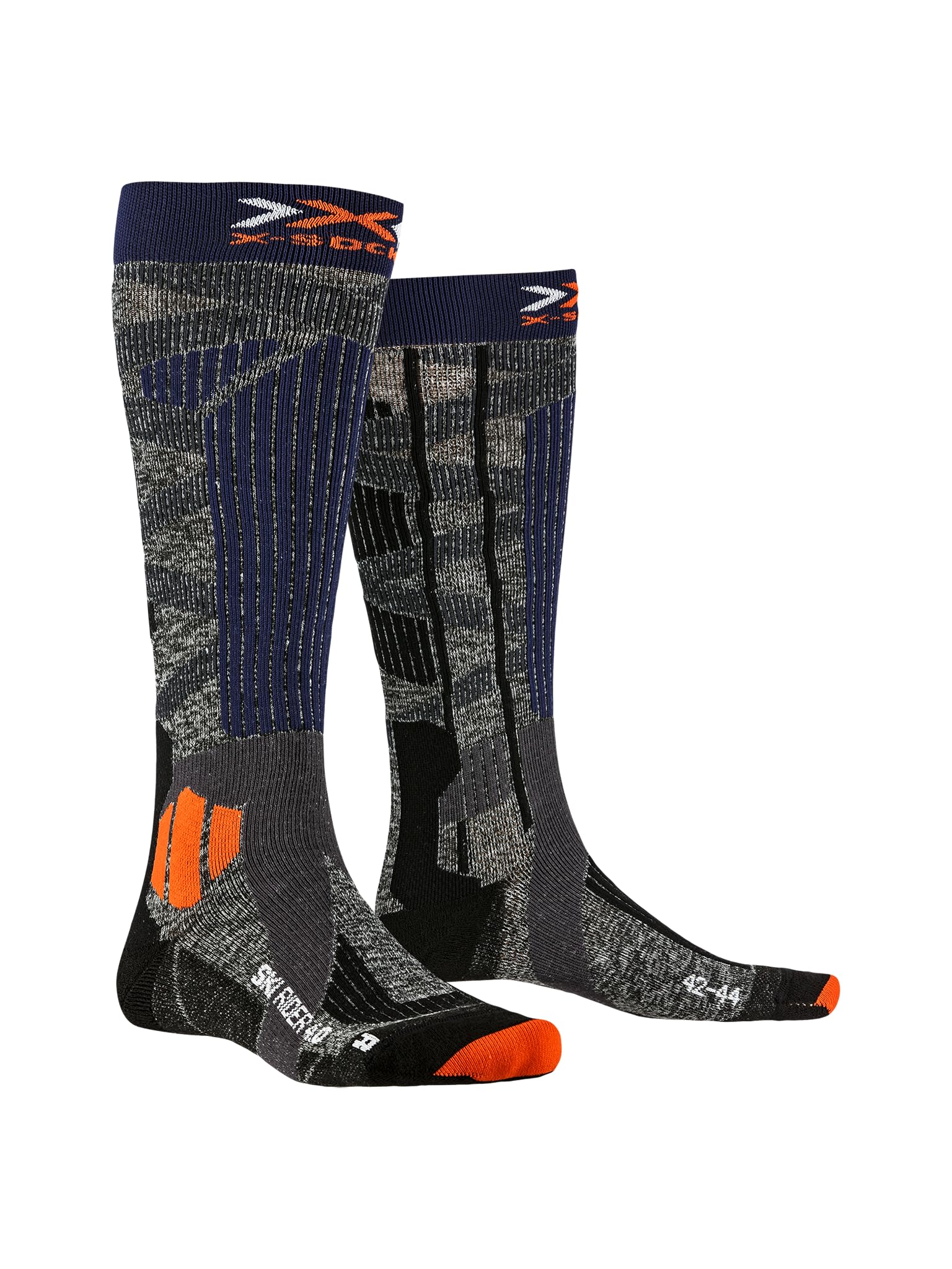 X-Socks Ski Rider 4.0 skarpety do sportów zimowych Stone Grey Melange/X-Orange 42-44