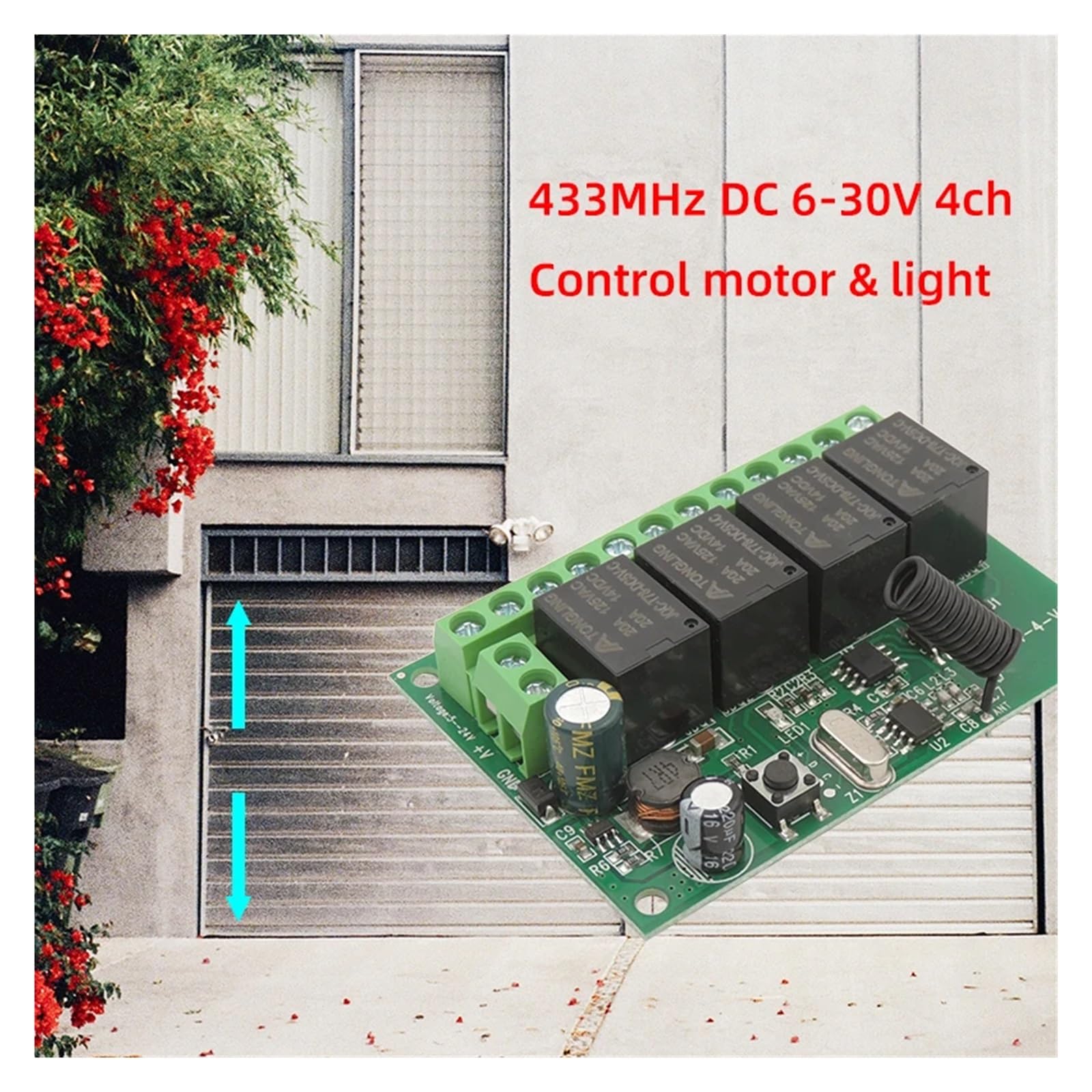 Interruttore di telecomando universale senza fili 433 MHz DC 6V12V 24V 30V 4CH10A ricevitore trasmettitore Rf for garage/cancello/motore/luce/lampada sistema centro di controllo intelligente(2404 4kt1