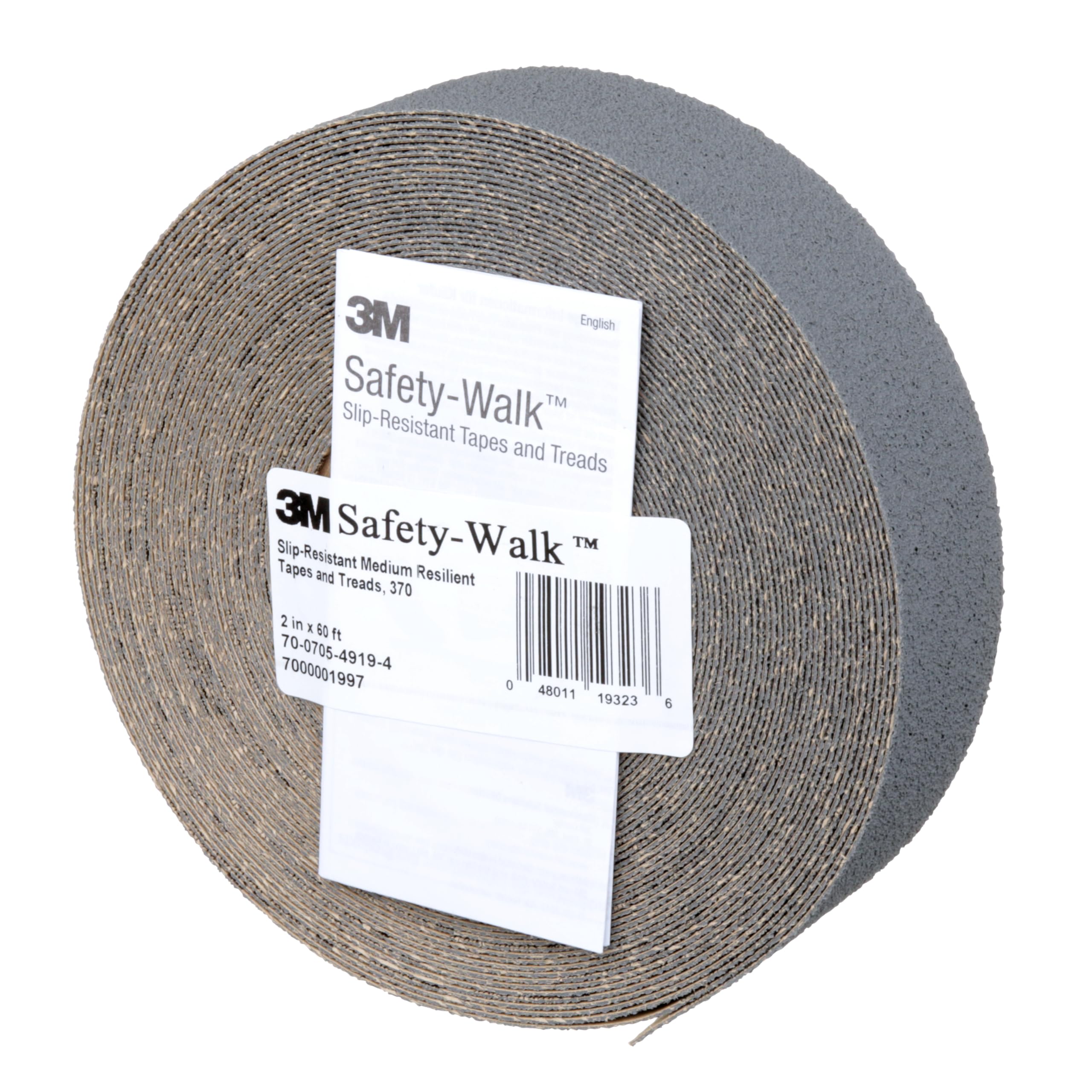 3M™ Safety-Walk™ - Cintas y peldaños antideslizantes de resistencia media 370, gris, 2 pulgadas x 60 pies, rollo, 2/caja