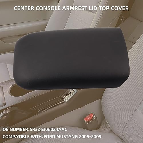 Miniatura 3 de Dasbecan Tapa del reposabrazos de la consola central, almohadilla superior compatible con Ford Mustang 2005-2009, reemplaza # 5R3Z6306024AAC