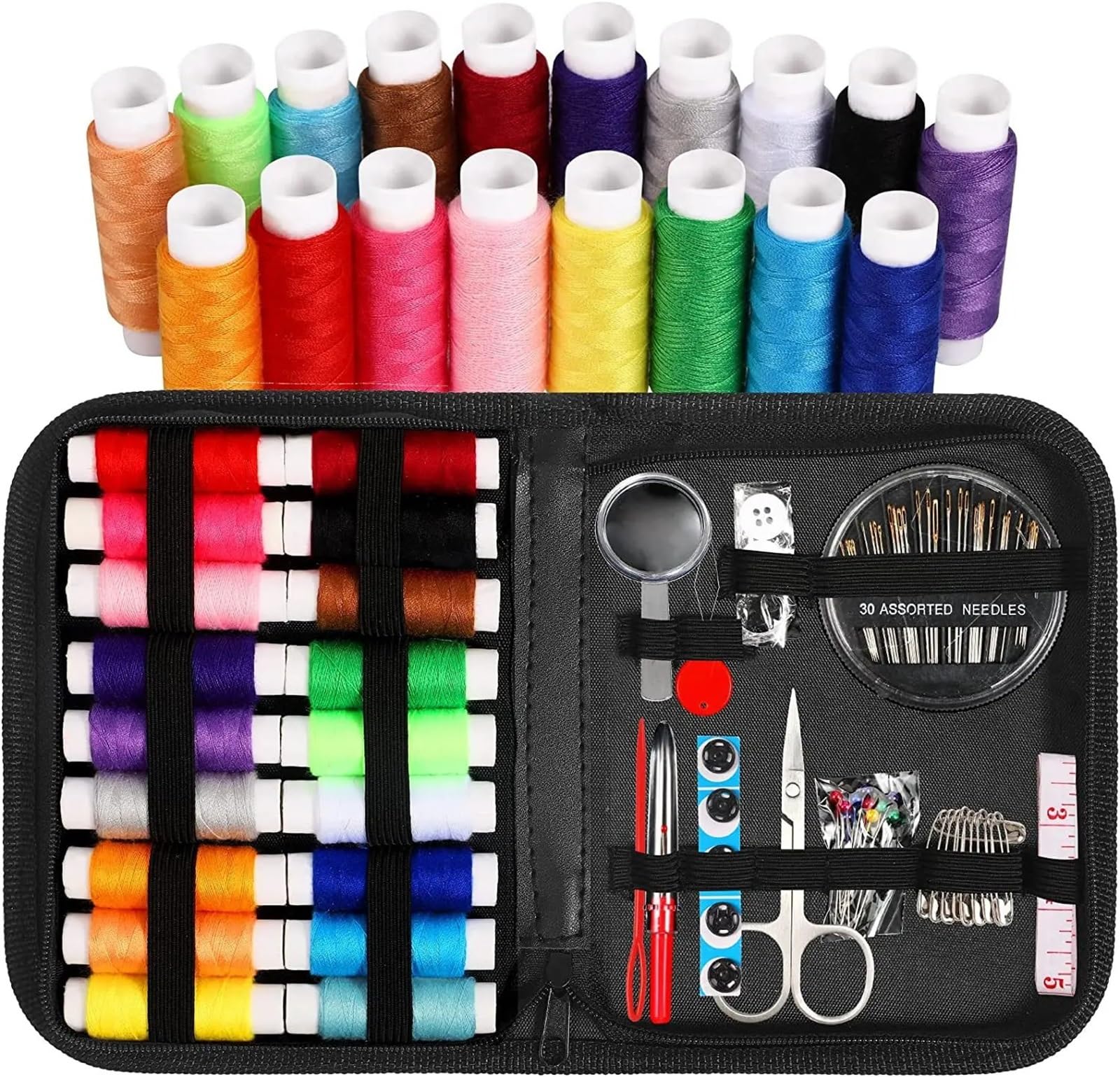 Sewing Kit Compact and Portable 1 Set Sewing Kit Compact and Portable for Beginners and Professionals Includes Needles Thread Scissors and Other Essential Access(85-piece- Black)