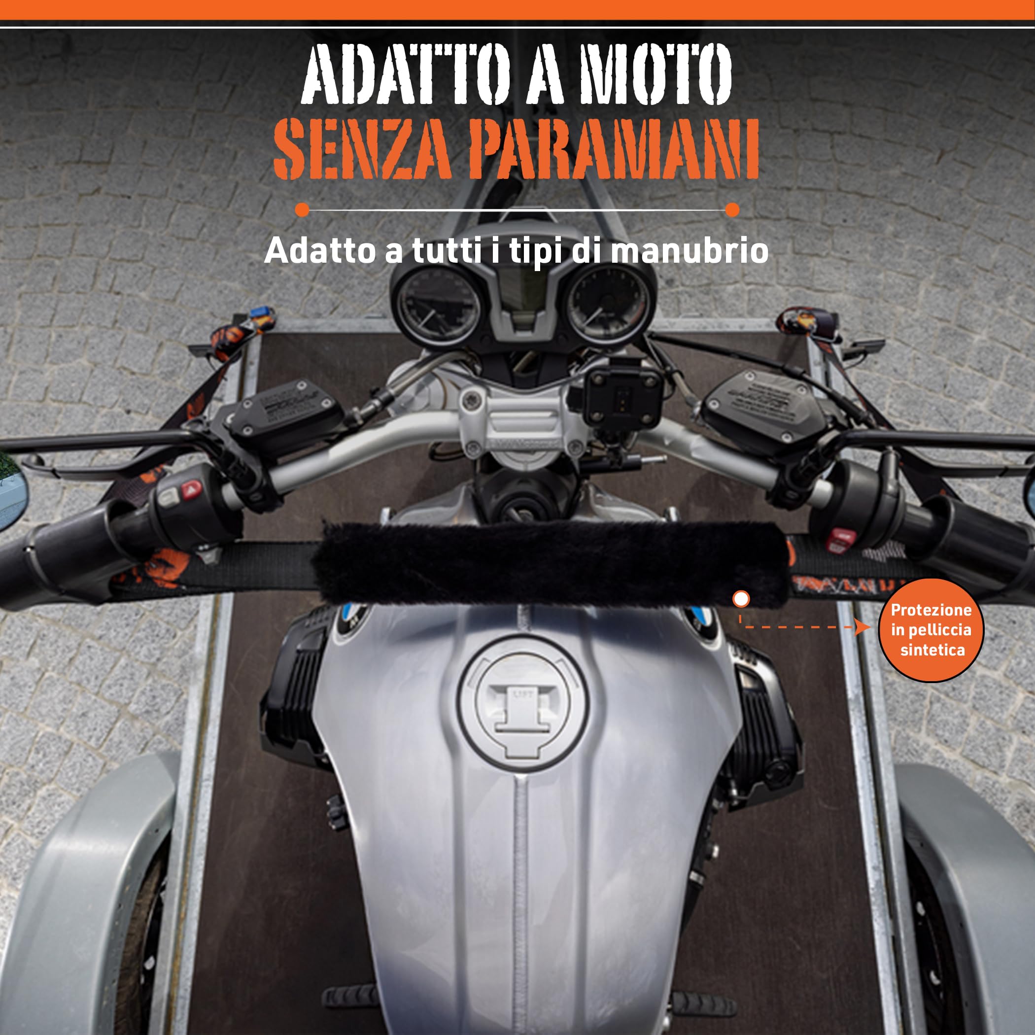 LODD – Cinghie Moto, Ancoraggio al Manubrio con Manicotti Compositi Rinforzati, 38 mm, 1100 kg, Moschettoni in acciaio, Rimorchio, Stradali & sportive (Cricchetti/Manicotti rigidi)