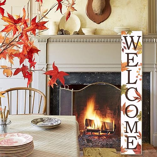 Miniatura 7 de Letrero de madera de otoño para porche de Acción de Gracias, decoración de puerta de bienvenida, otoño, de pie, para colgar en casa, puerta