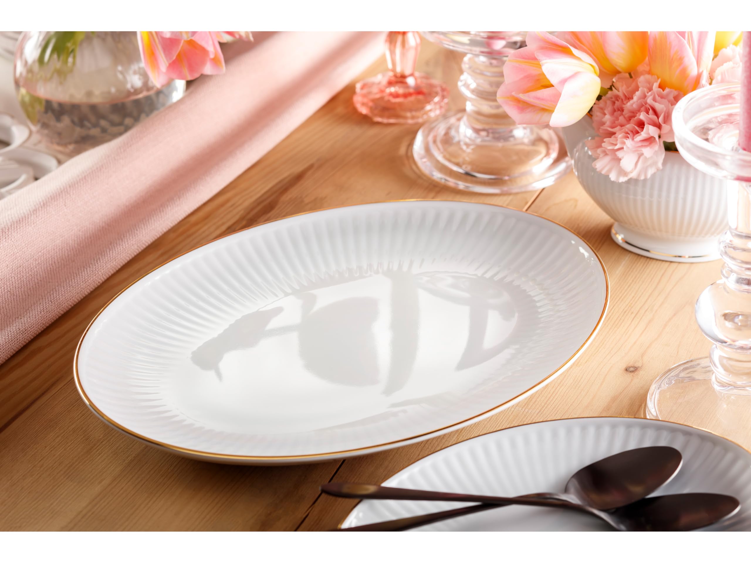 CreaTable 22845 zestaw naczyń, porcelana, biały/złoty