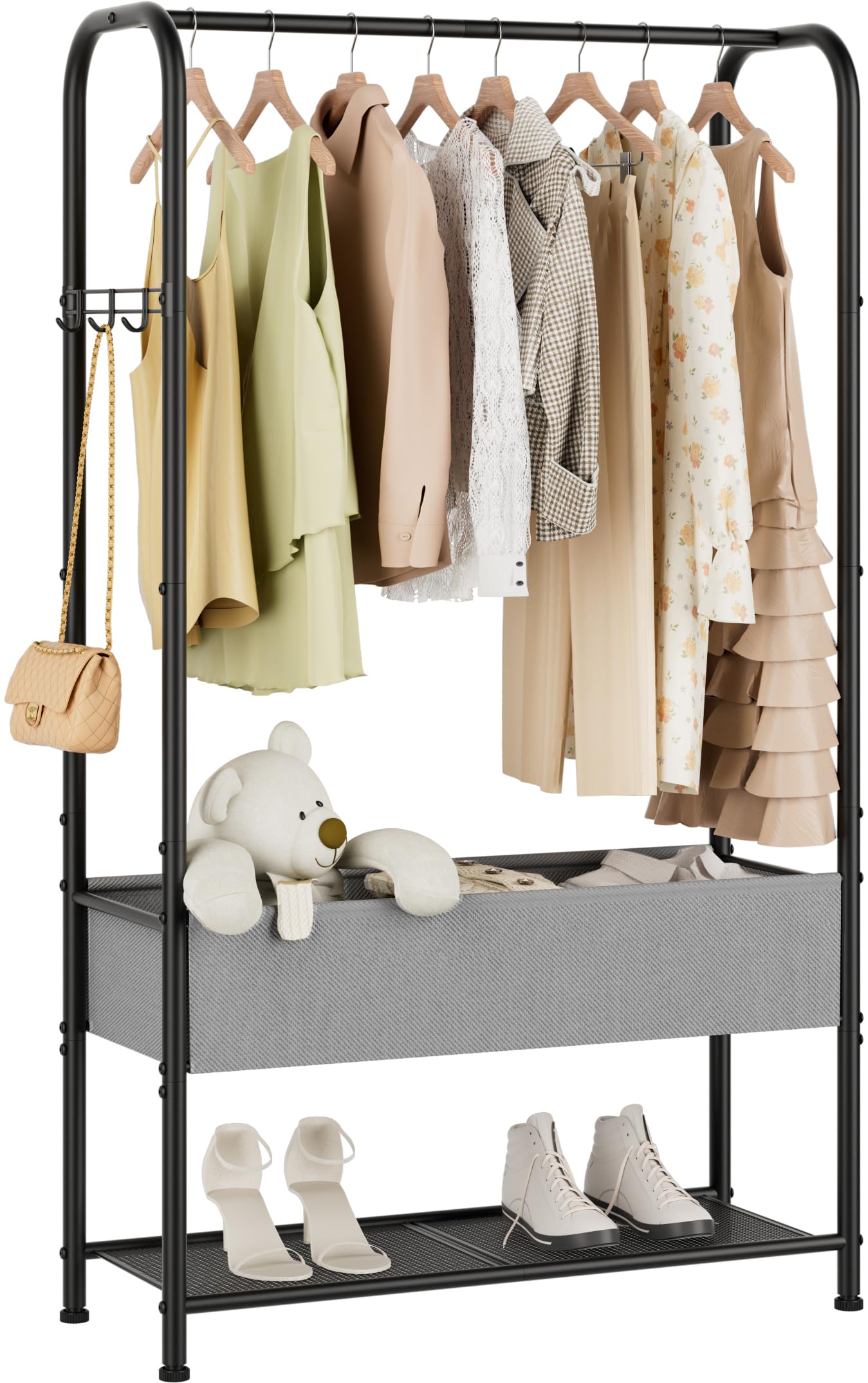 Freestanding Metal Garment Rack - Heavy Duty Coat Clothes Hanger for Hanging Drying Portable Closet Storage for Laundry