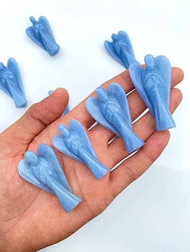 Miniatura 3 de A-One Angelita azul tallada a mano con piedras preciosas curativas de cristal de la guarda, piedra de bolsillo de Reiki para meditación, decoración