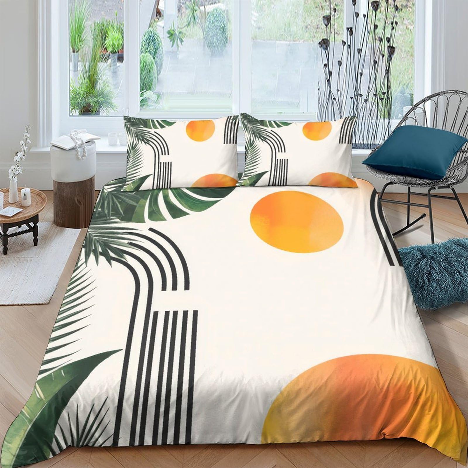 Ctjqhvkz Style-8 3D Printed Sun Abstract Fitted Sheet Microfiber Soft Geometric Mattress Cover For Bedroom Guest Room Dorm Decor Single（135X200cm）