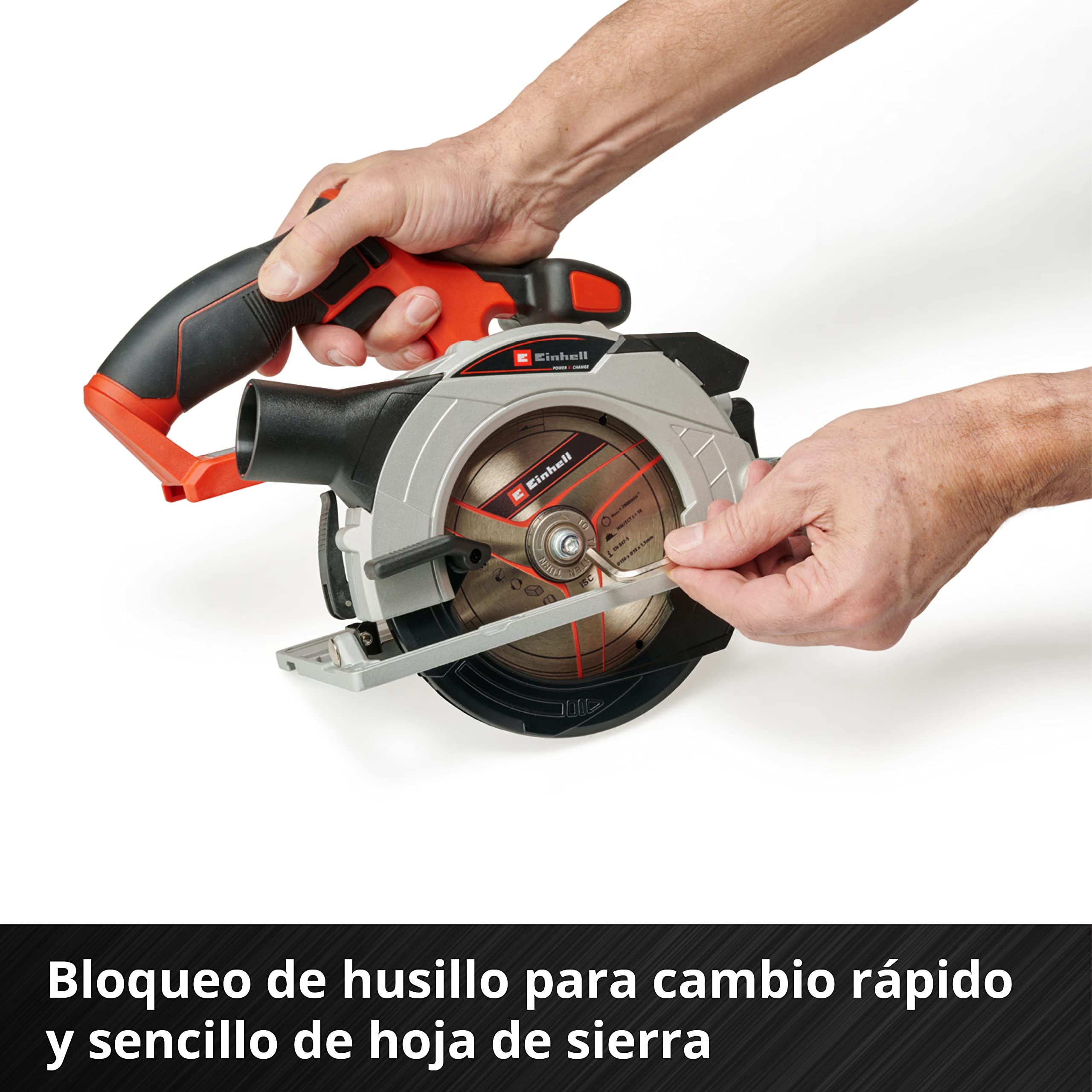 Einhell Sierra circular inalámbrica TE-CS 18/150 Li-Solo Power X-Change (iones de litio, 18V, profundidad corte y ángulo inclinación ajustables sin herramientas, LED, sin batería ni cargador)