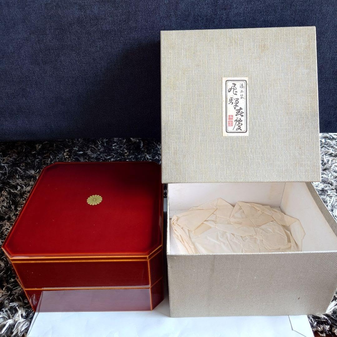 漆器 小型 三段重箱 木製 八角皿5客 茶道具 くれない 5.0 菓子器