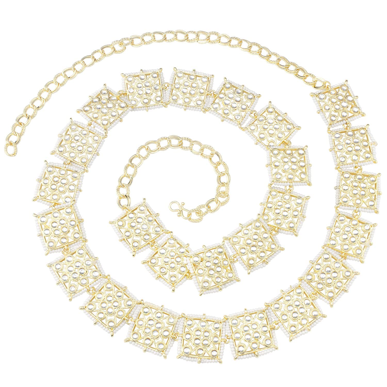 See full amazon price history chart for I Jewels 18K Gold Plated Traditional Ethnic Square Shape Kundan Studded Adjustable Pearl Kamarband/Belly Chain/Kandora/Wait Belt For Women (B040W) I Jewels 18K Gold Plated Traditional Ethnic Square Shape Kundan Studded Adjustable Pearl Kamarband/Belly Chain/Kandora/Wait Belt For Women (B040W) (B0BSC3SJMN) Amazon Price History, Amazon Price Tracker