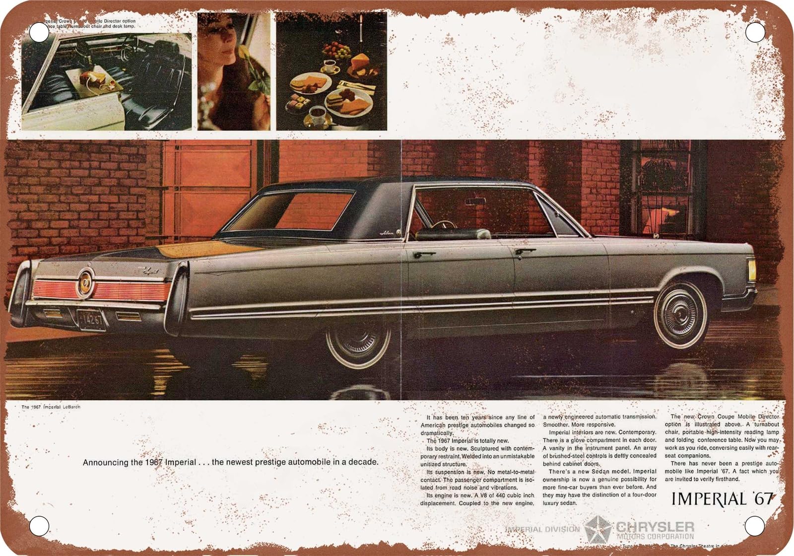 METAL SIGN - 1967 Imperial Vintage Ad 08 - Old Retro Rusty Look home decor