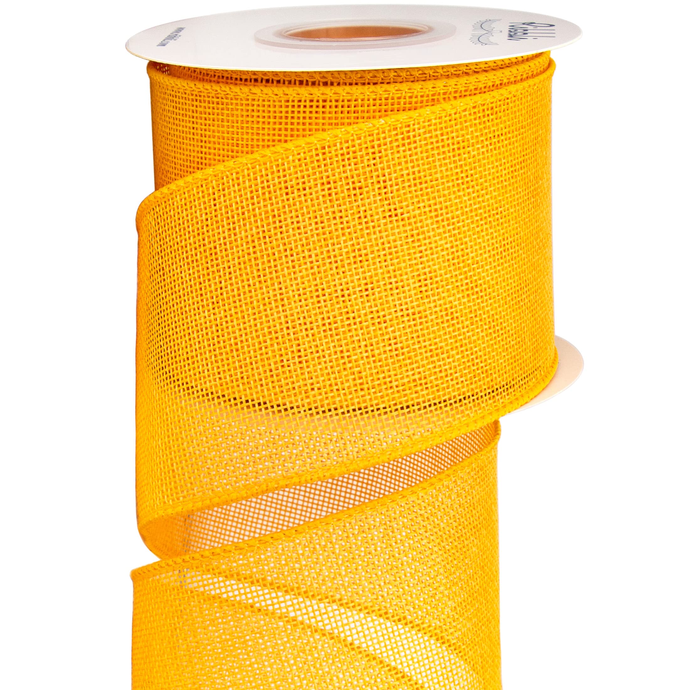 Ribbli Yellow Burlap Wired Ribbon,3 Inch x Continuous 10 Yard, Wired Edge Ribbon for Big Bow,Wreath,Tree Decoration,Outdoor Decoration