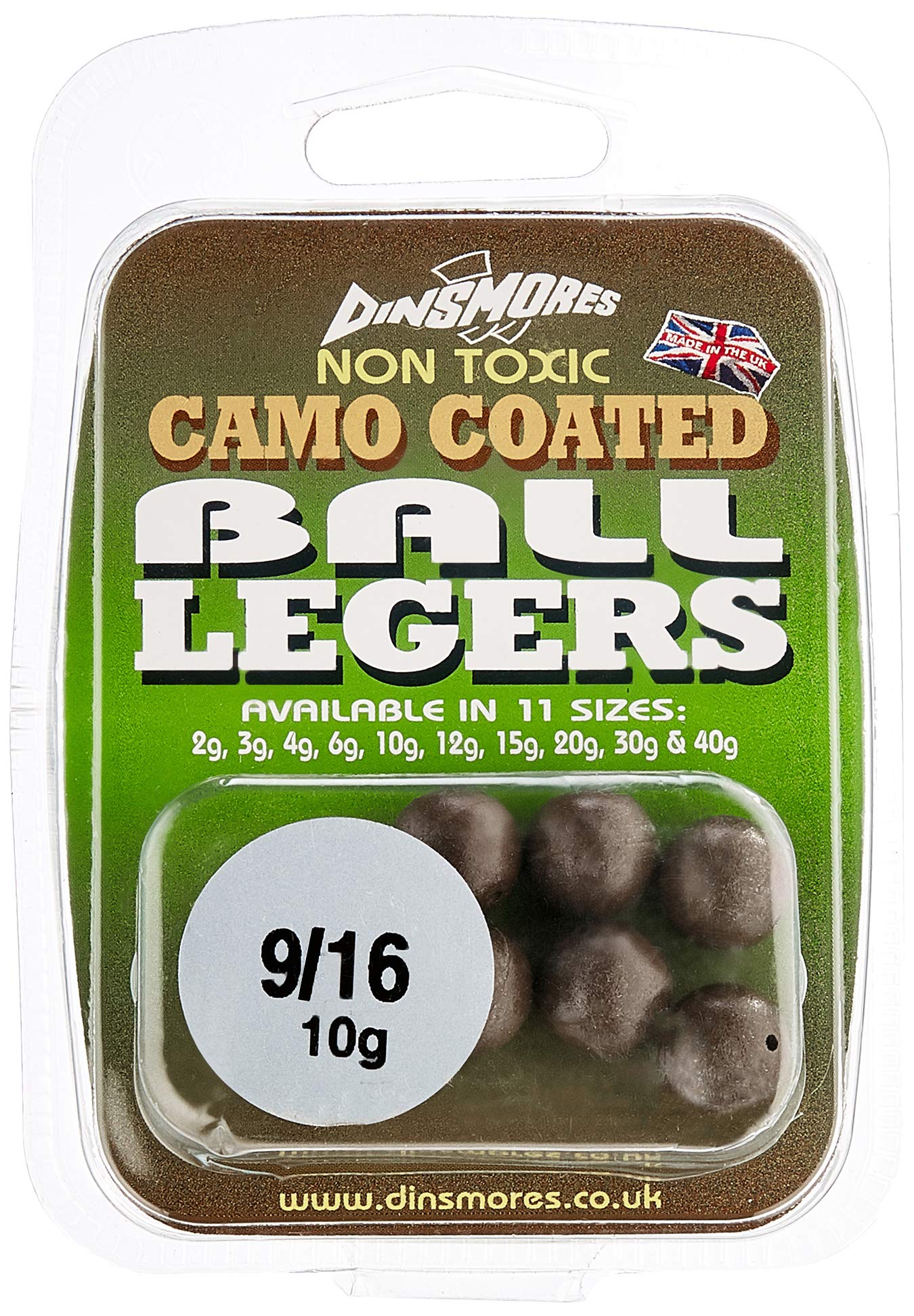 10 X Dinsmores 1/2 Oz Arlesey Fishing Bombs - Freshwater Coarse Fishing Weights For Carp, Barbel
