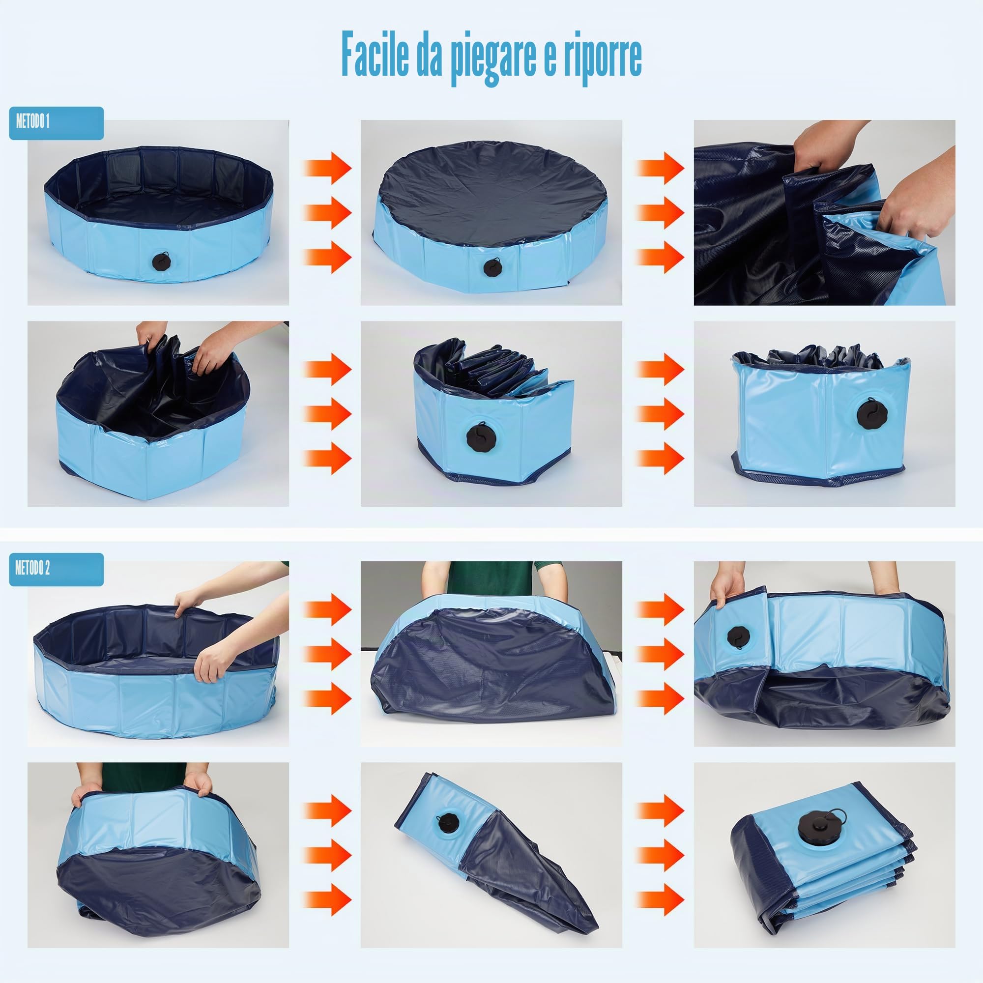 Piscina per cani, pieghevole, antiscivolo, 120 x 30 cm, blu L
