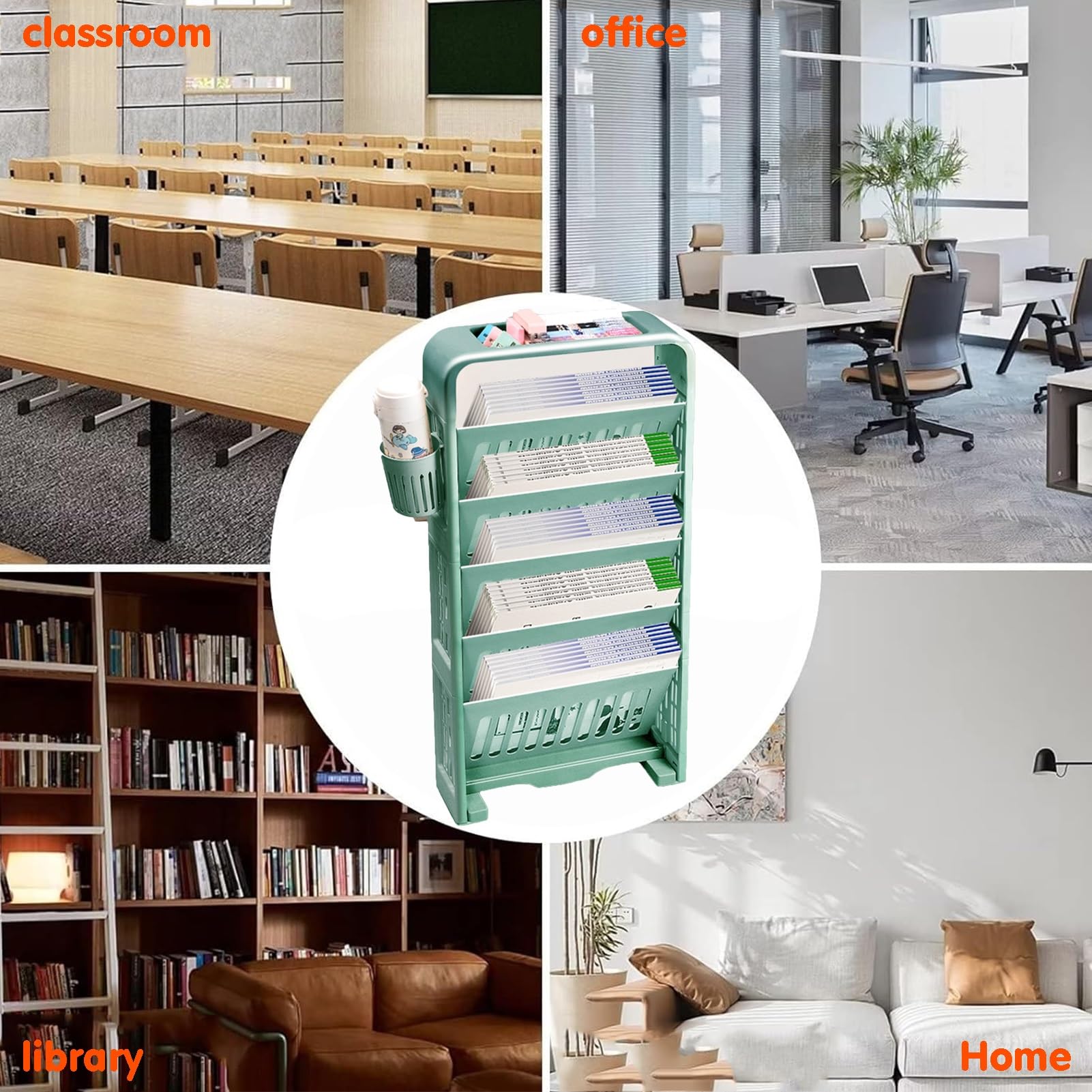 Półka na kółkach Ruchomy wózek z półką książki Obrotowy i zdejmowany plastikowy wielofunkcyjny biurko Organizer kółkami(White)