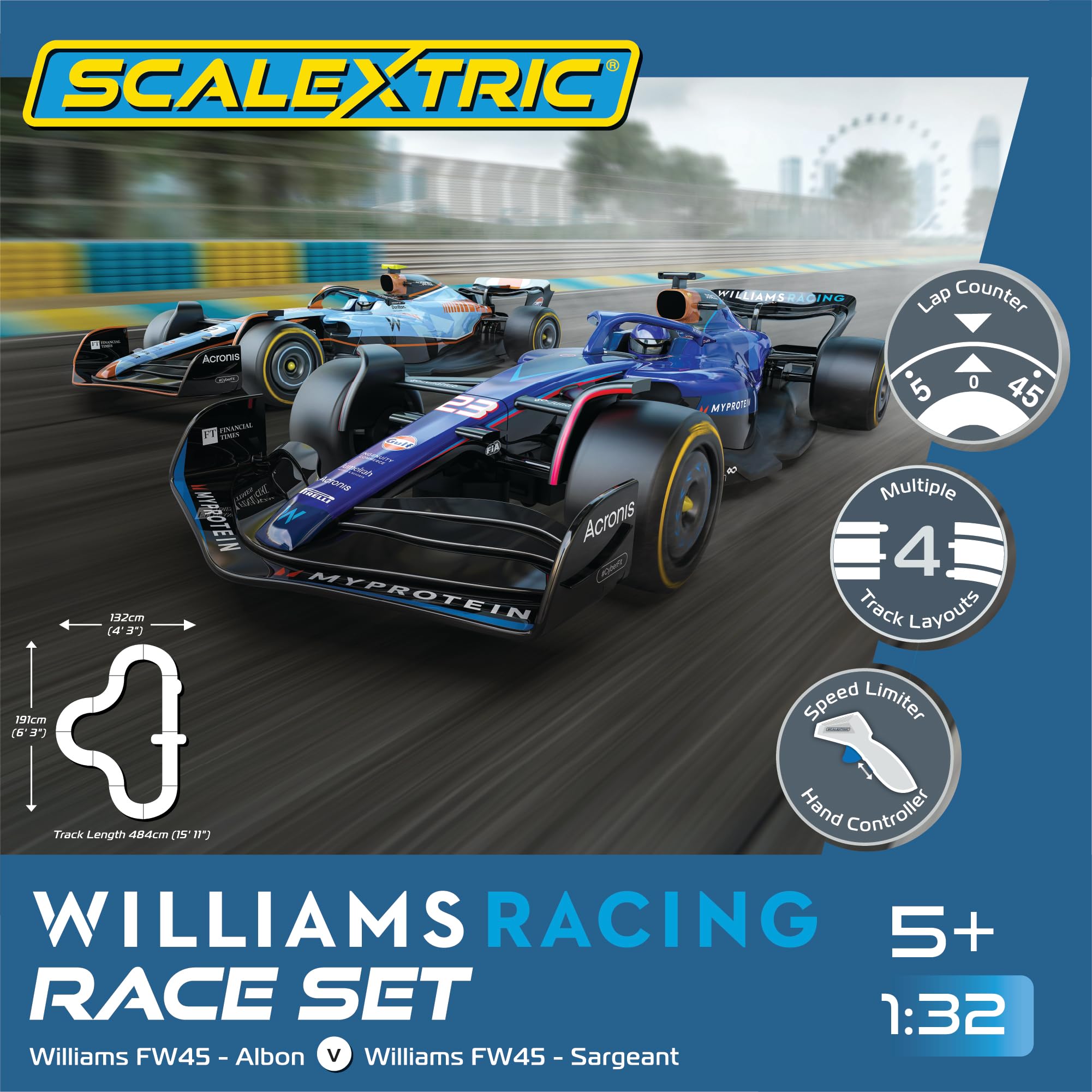 Scalextric Set da Corsa per Bambini, C1450M Williams Racing Race Set Speed ​​Track, Piste da Corsa Elettriche per Ragazzi e Ragazze 5, Set da Corsa per Mini Auto in Scala 1:32
