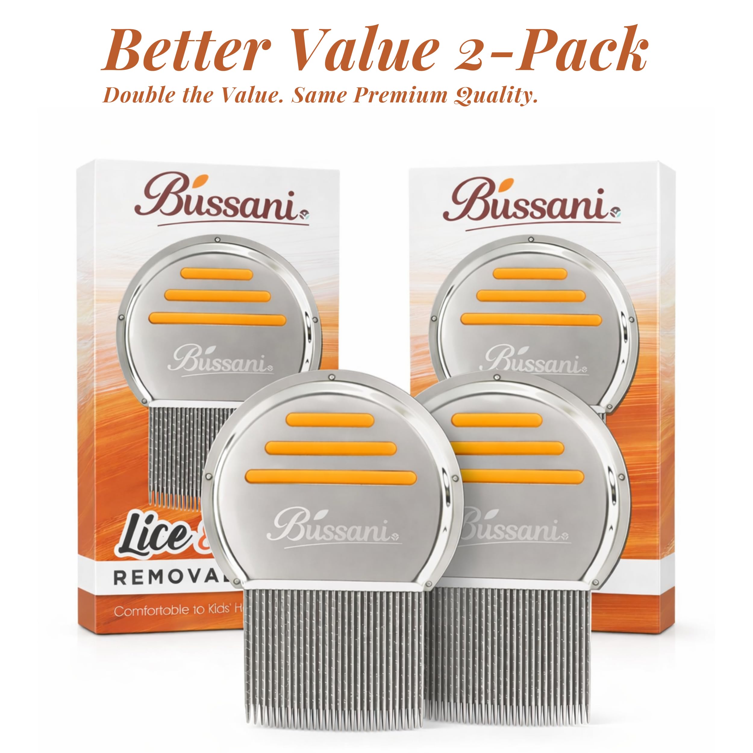 Pelepharm Nit Comb Free Terminator Läusentferner Metall für Kinder-Behandlung, kein Herausziehen der Haare, Edelstahl, doppelte Rillenzähne, ideal für lang/kurz/dick/fein/trockenes und nasses Haar.