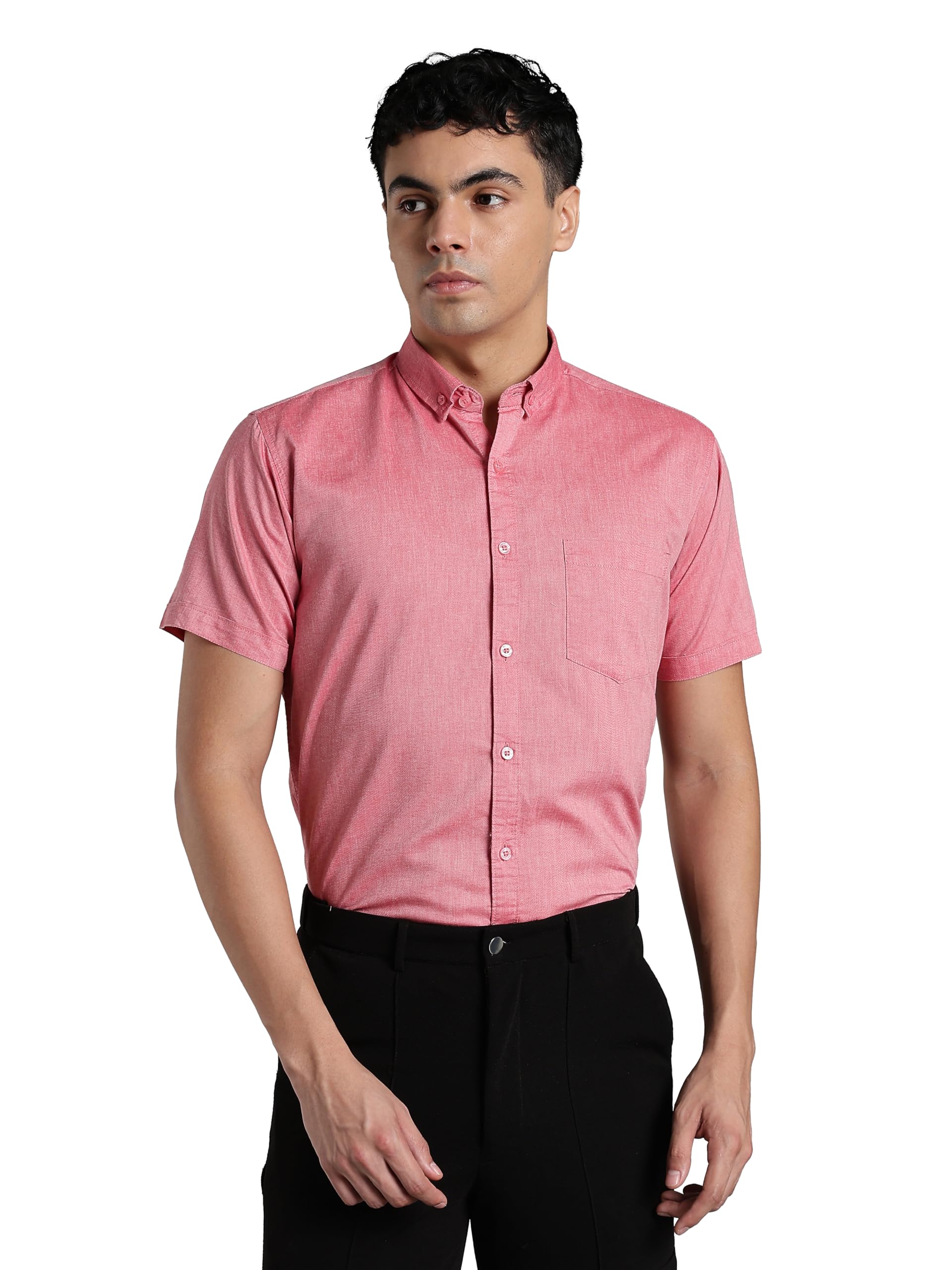 Kuons Avenue Men’s Oxford Formal Shirt | Tailored Fit | Half Sleeves | Classic Spread Collar – Stylish Office Wear