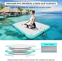 Vista 2 de Muelle flotante inflable Plataforma de muelle flotante balsa de isla con superficie antideslizante para piscina, playa, océano