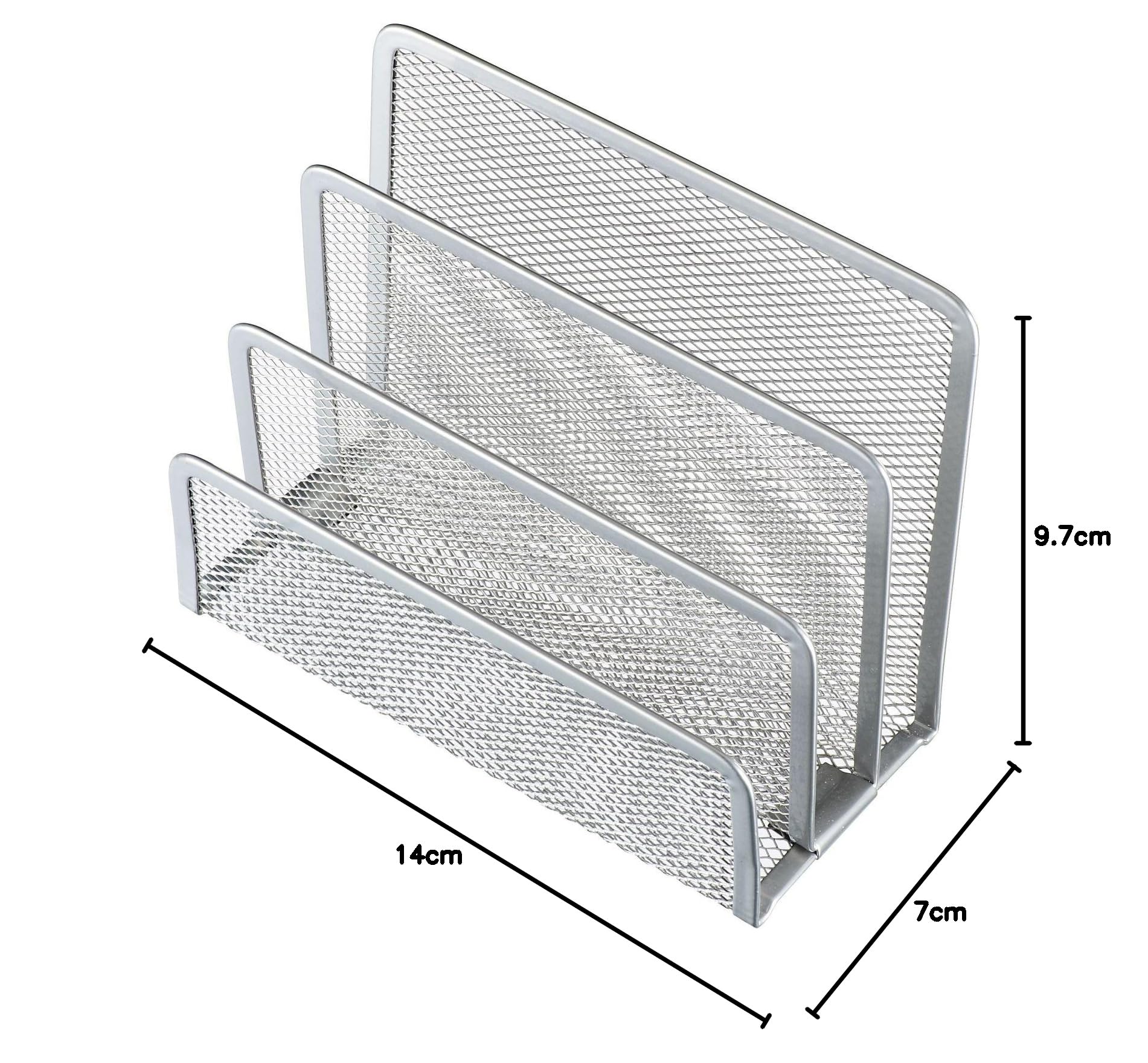 Porta-lettere a 3 scomparti in metallo 140 x 70 x 97 mm argento