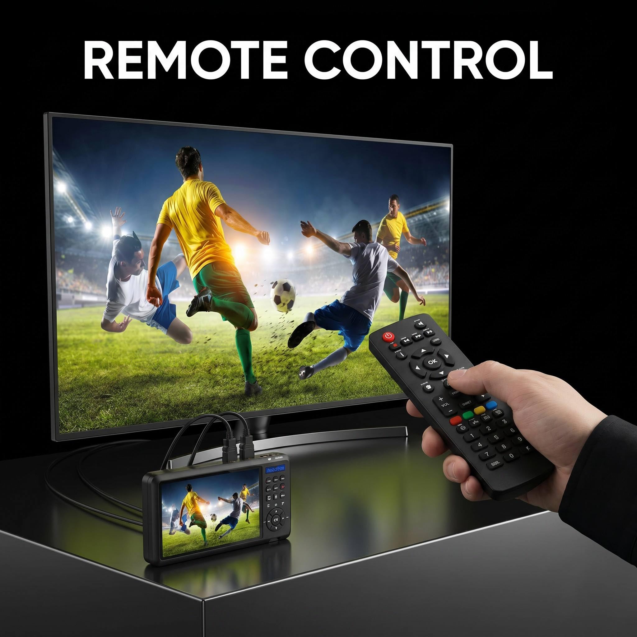 HD Video Capture Box 2 Channel 1080p 60 FPS HDMI Picture-in-Picture Video Recorder with Screen 7 inches MP4 Support SD Card U Disk Storage Have USB2.0 Cable Remote Control