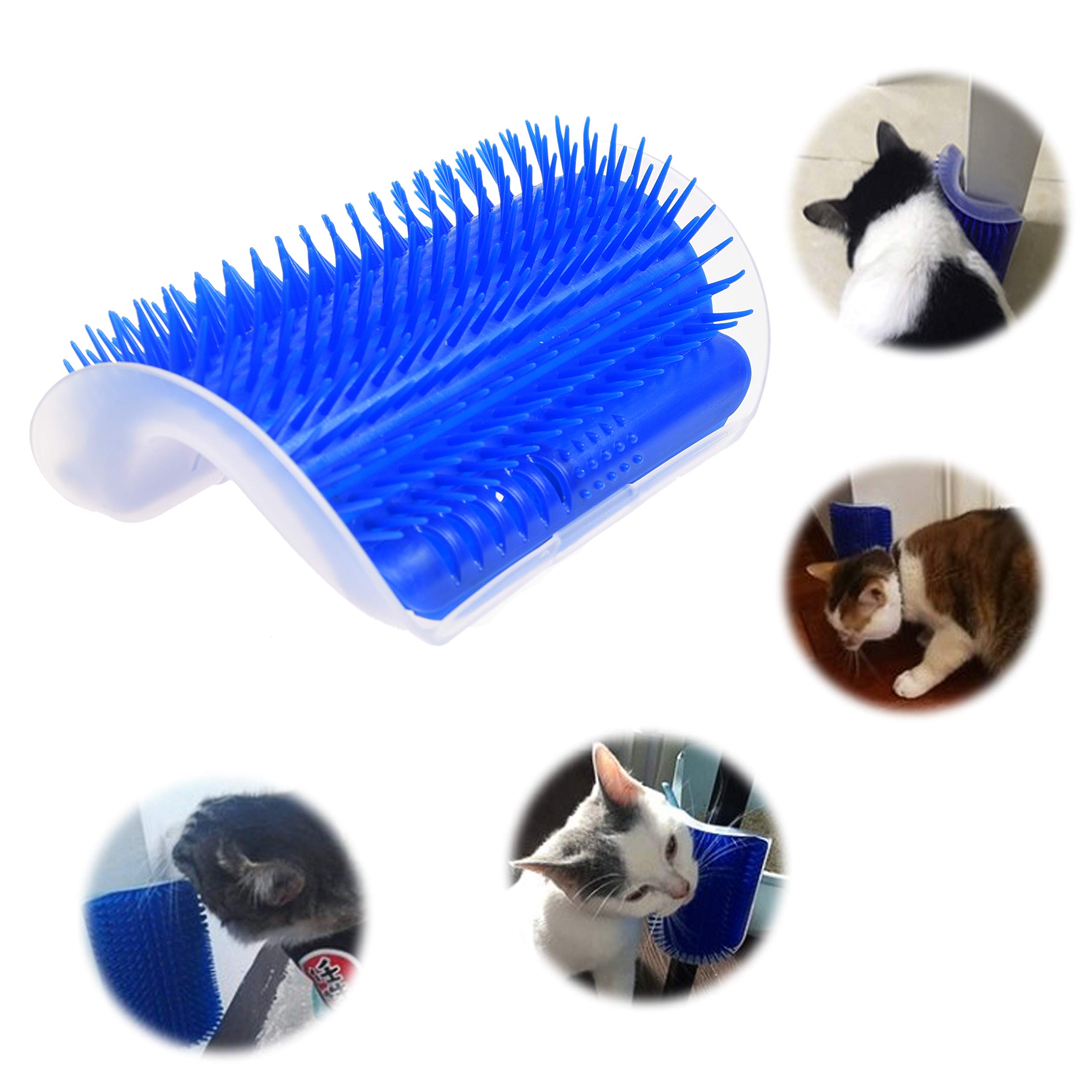 Eco-Fused Kit de brosse pour des chats – 1x Auto-toiletteur, 1x Brosse Lissante Bleue, 1x Gant de toilettage pour les animaux domestiques (main droite) - Fourrure Longue et Courte