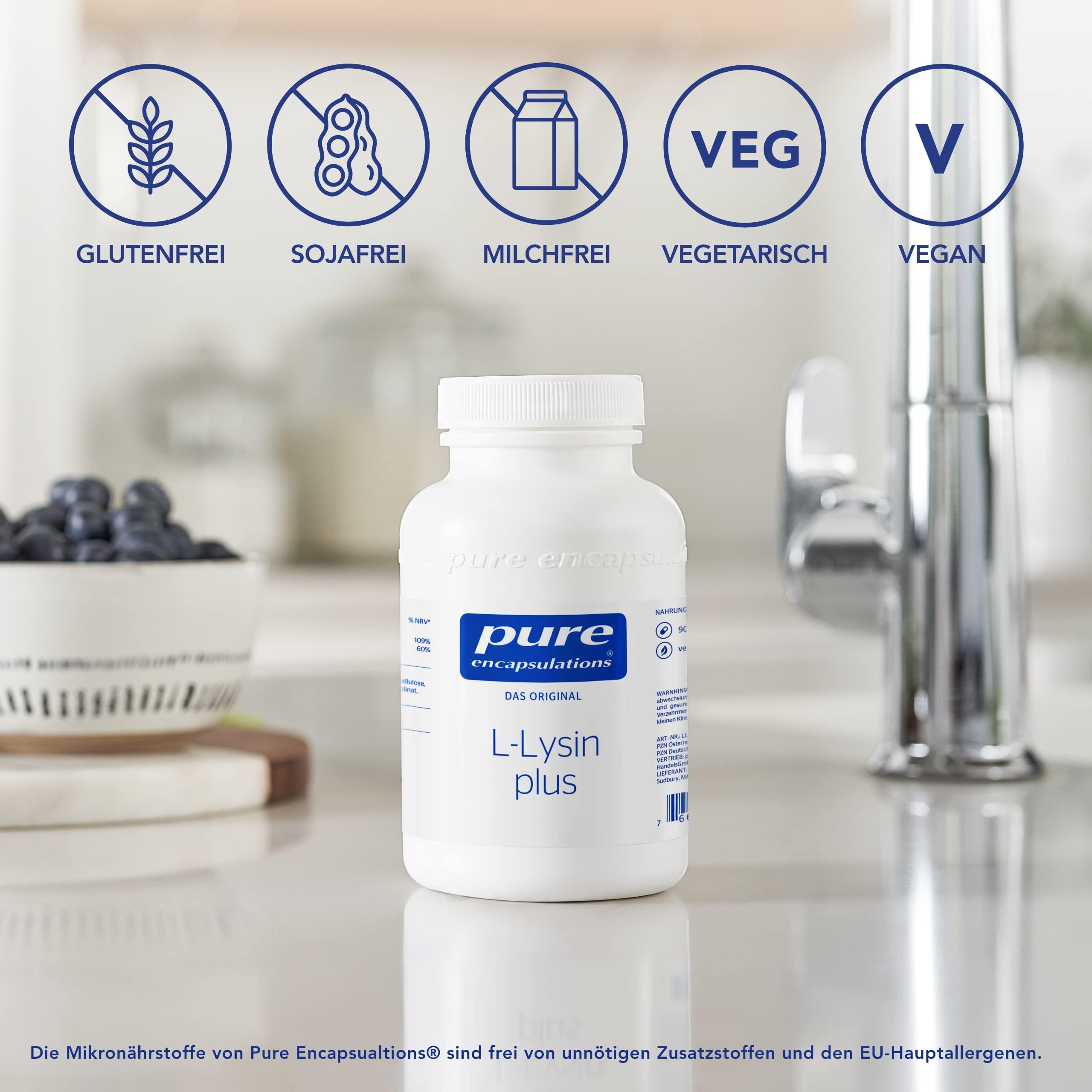Pure Encapsulations - L-Lysin plus - Essenzielle Aminosäure mit Selen und Zink - Zum Immunsystem stärken und für Zellschutz - 90 Kapseln