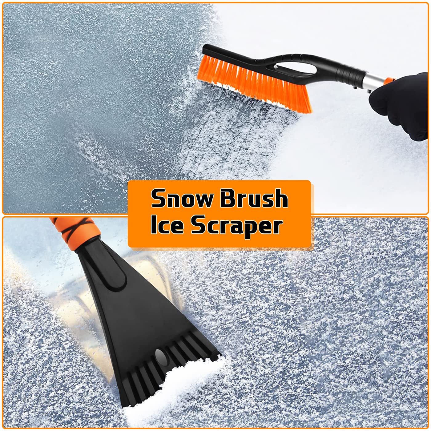 Showvigor Cepillo de Nieve, 68cm 2 en 1 Desmontable Coche Nieve Cepillo y Rasqueta Hielo Coche con Mango de Espuma Ergonómica, Conveniente para los Coches, Camiones, SUVs