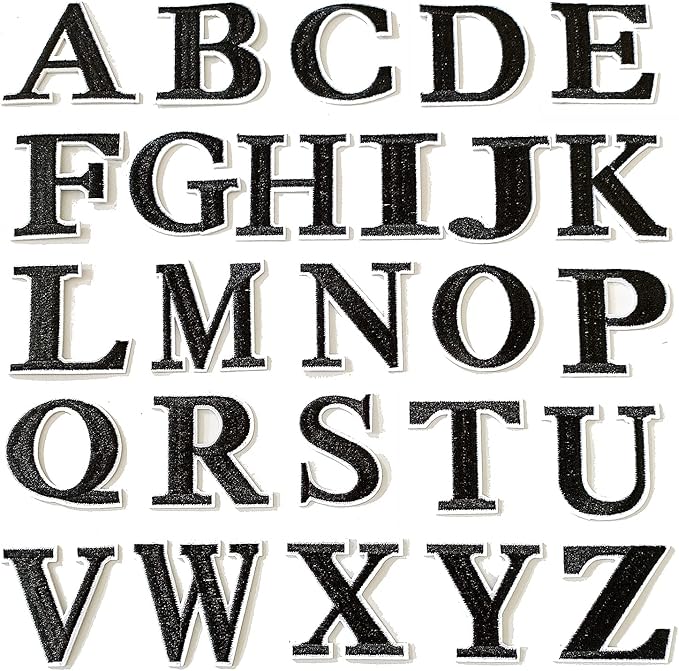 MISDONR Iron On Letter Patches, 52 Pieces Alphabet