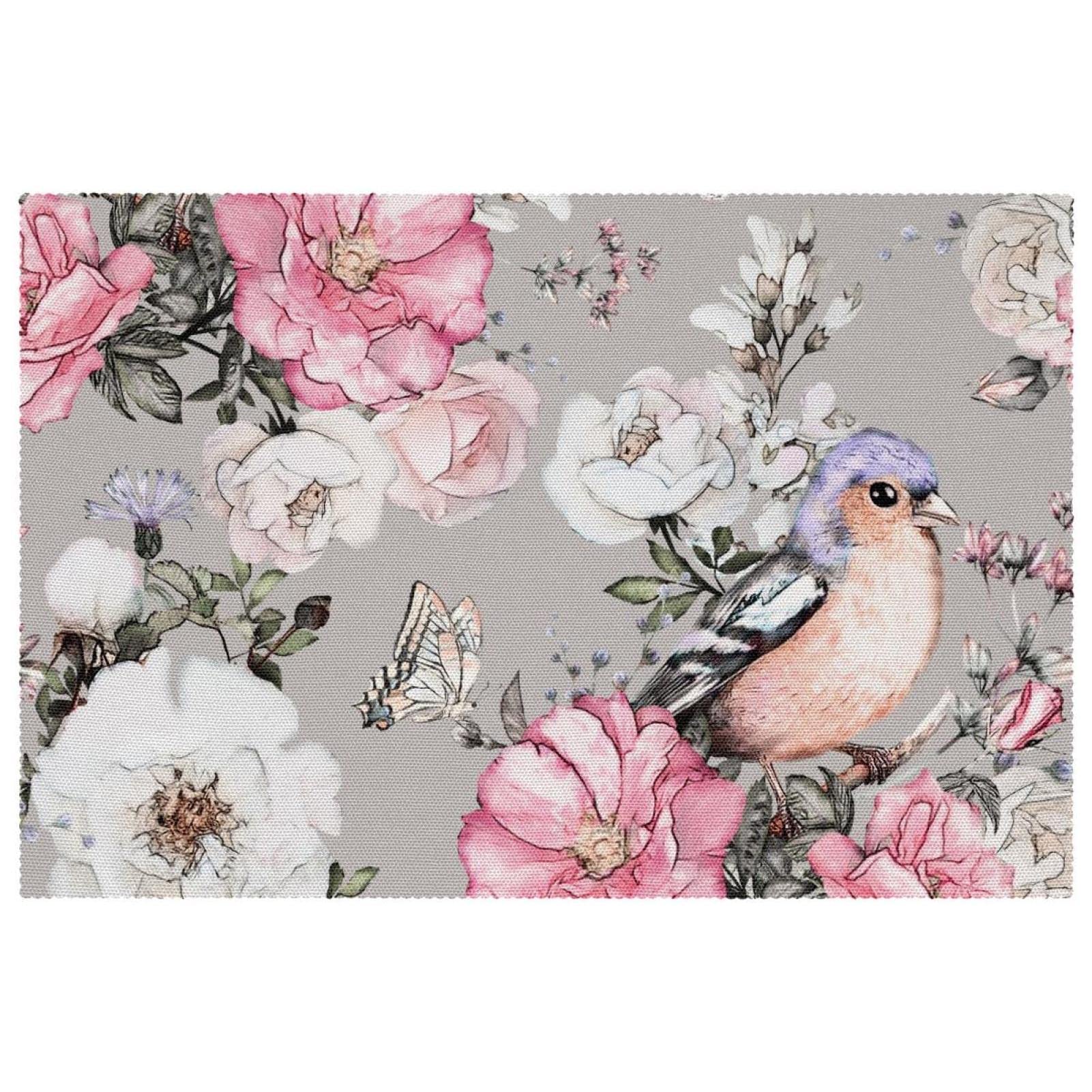 Sets de table antidérapants et thermorésistants oiseaux roses pour table