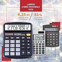 Vista 3 de CATIGA CD-2786 - Calculadora de escritorio de 12 dígitos con pantalla LCD grande y botón sensible, energía solar dual y batería, función estándar