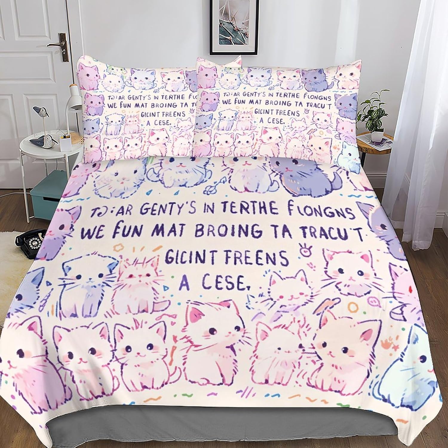 LohxA English Graffiti Bed Linen Set Duvet Cover 3D Printed Beds for