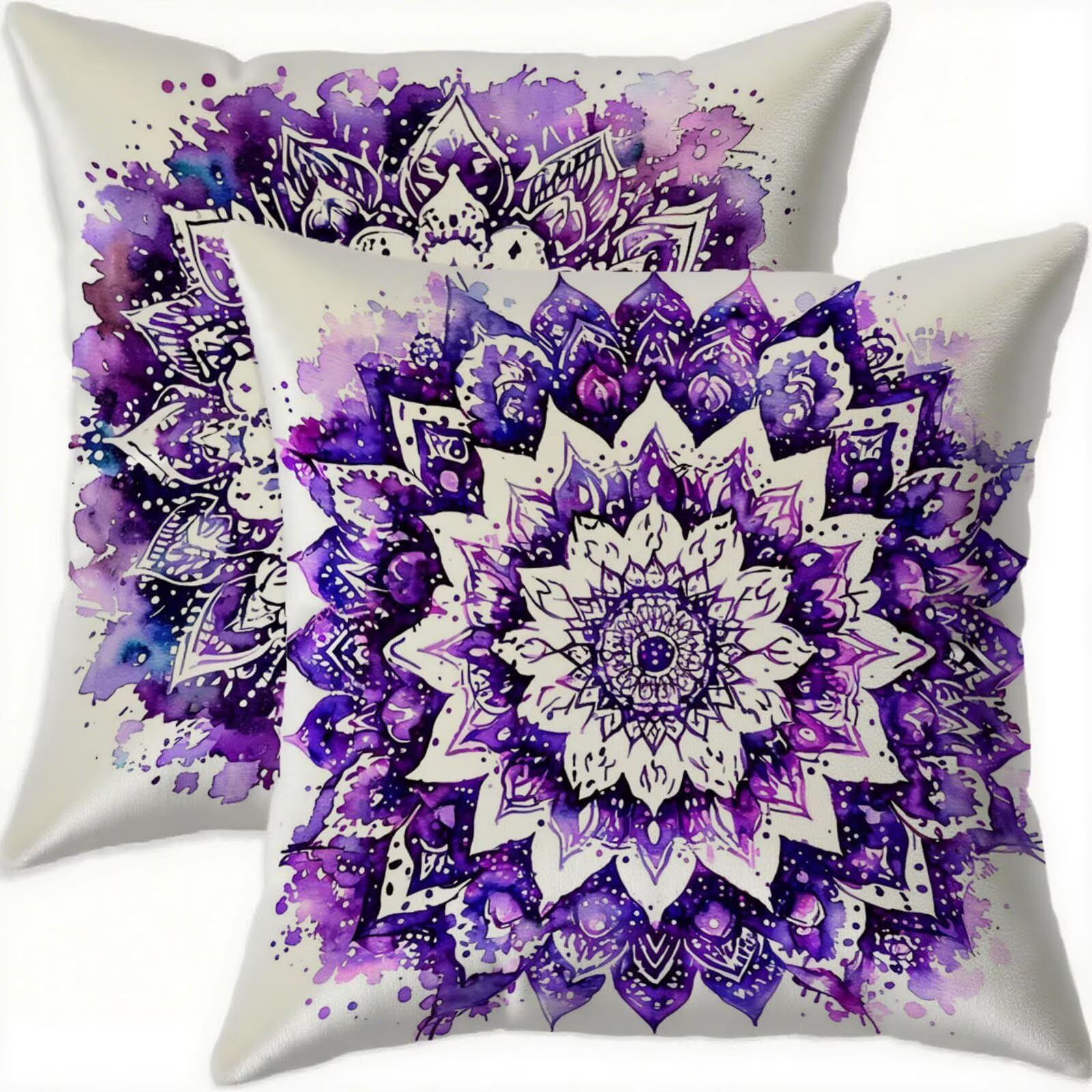 Housse coussin 75x75cm imperméable anti-tache en velours violet