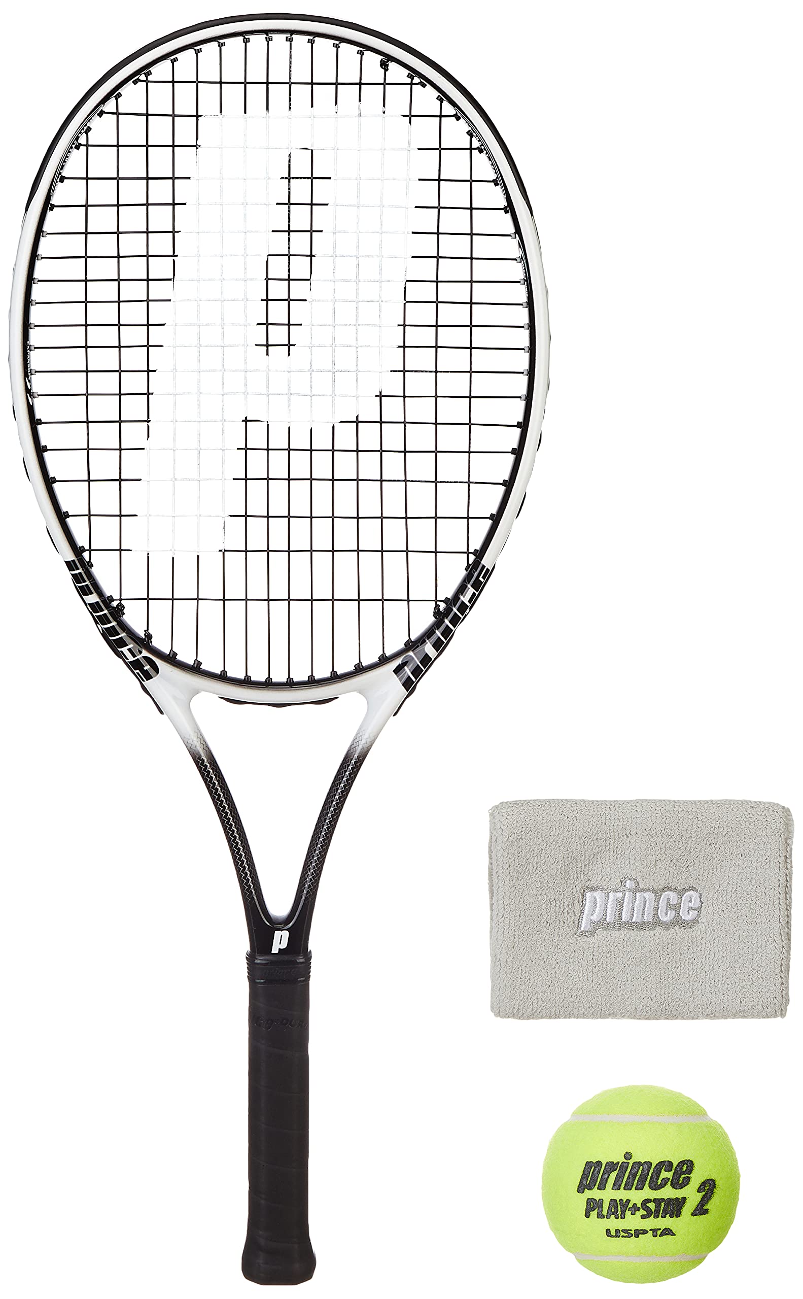 Prince Tennis Racket Thunder 26 with Prince-Stage 2-Orange-Std Tennis Ball 1 DOZ and Wristband GR/WHT