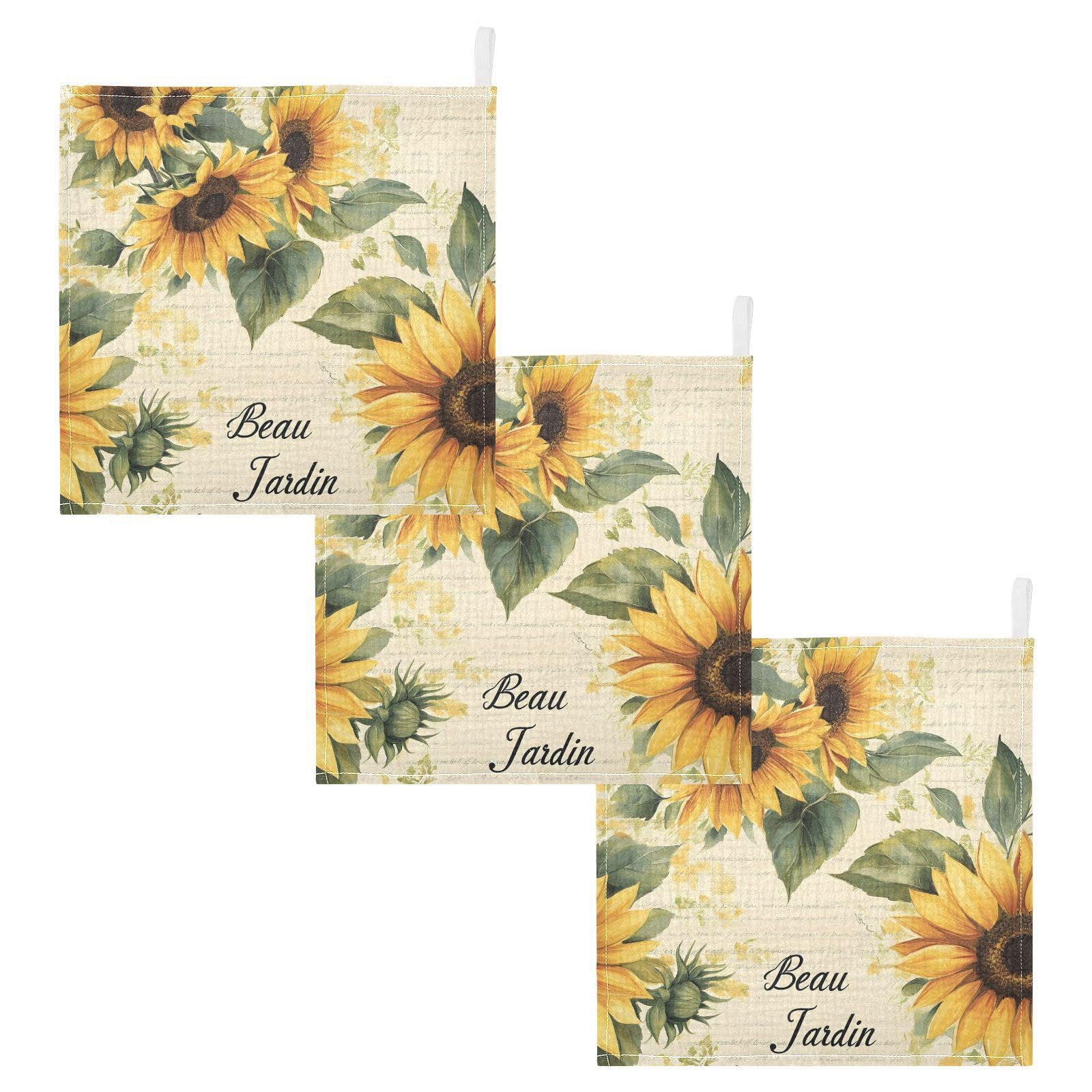 YETTASBIN Sunflowers Muslin Baby Hand Washcloths Soft Cotton Bath Face Towel 4 Layers Extra Absorbent Feeding Burp Cloth