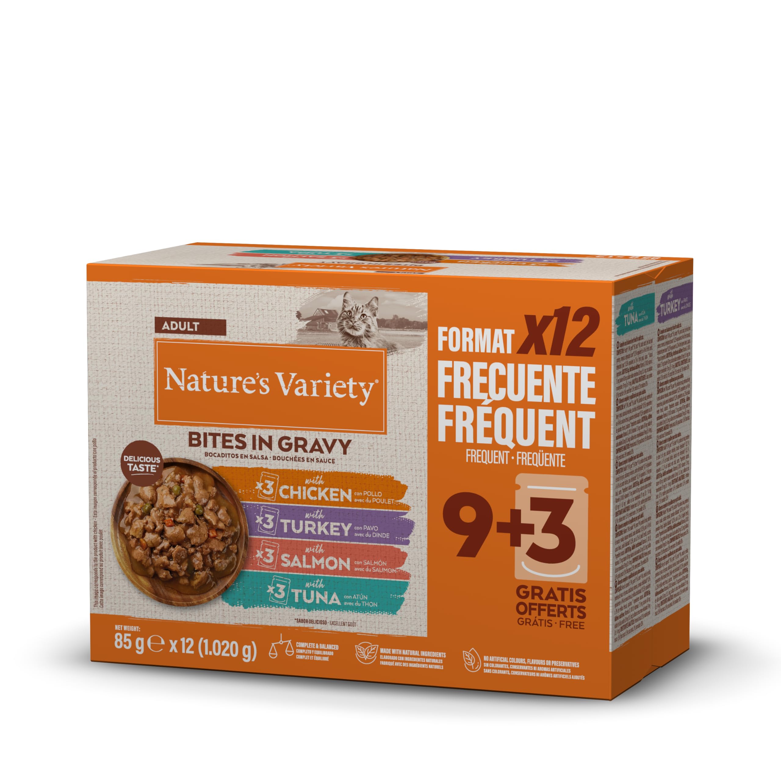 Nature's Variety Snack in Sauce Wet Cat Food Multi-Flavor Box, 12 x 85 g