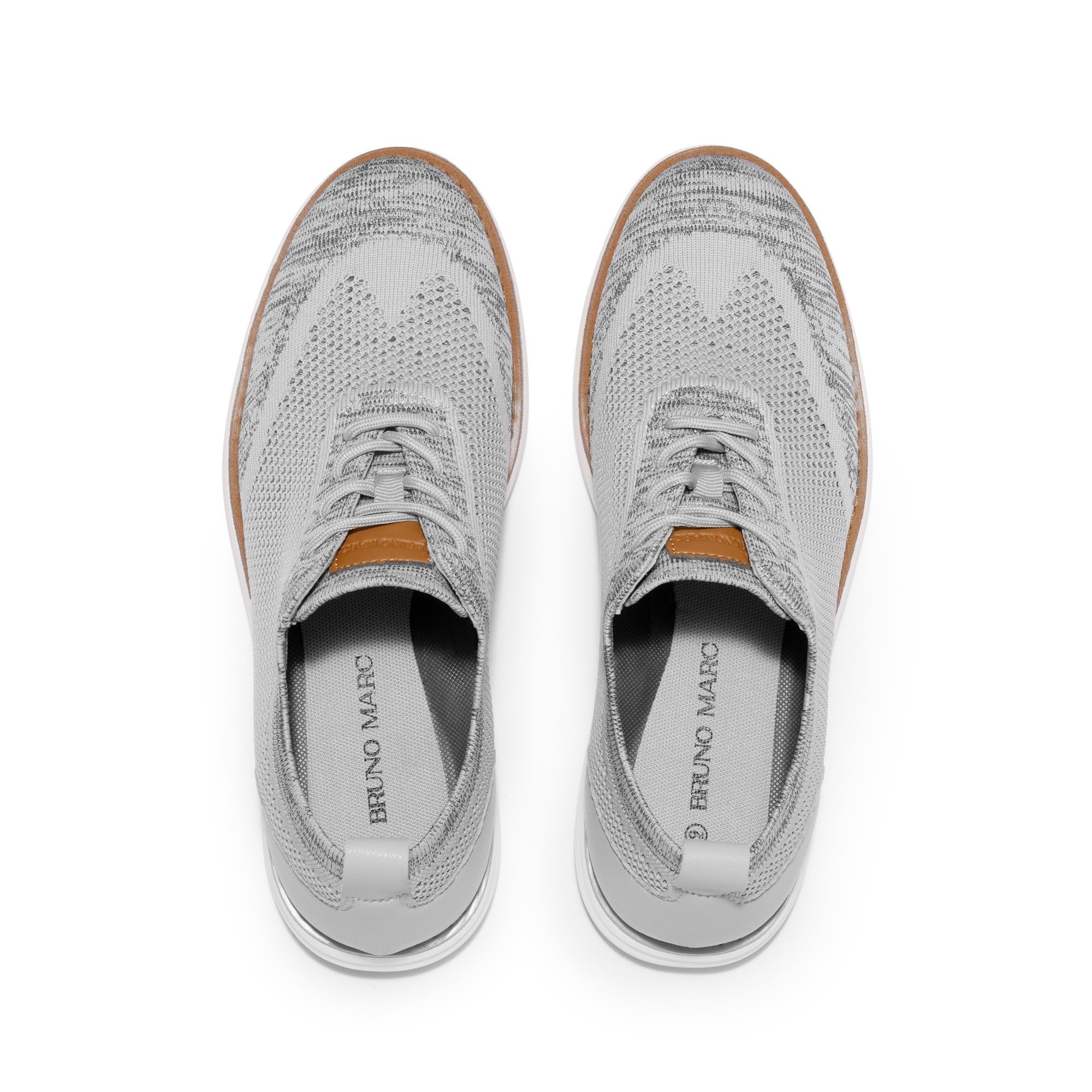 Bruno Marc Zapatos de Cordones Transpirables Zapatillas de Vestir Oxfords Clásico Formales Derby para Hombre Verano Casuales,Size 46,Gris Claro,GRAND-02