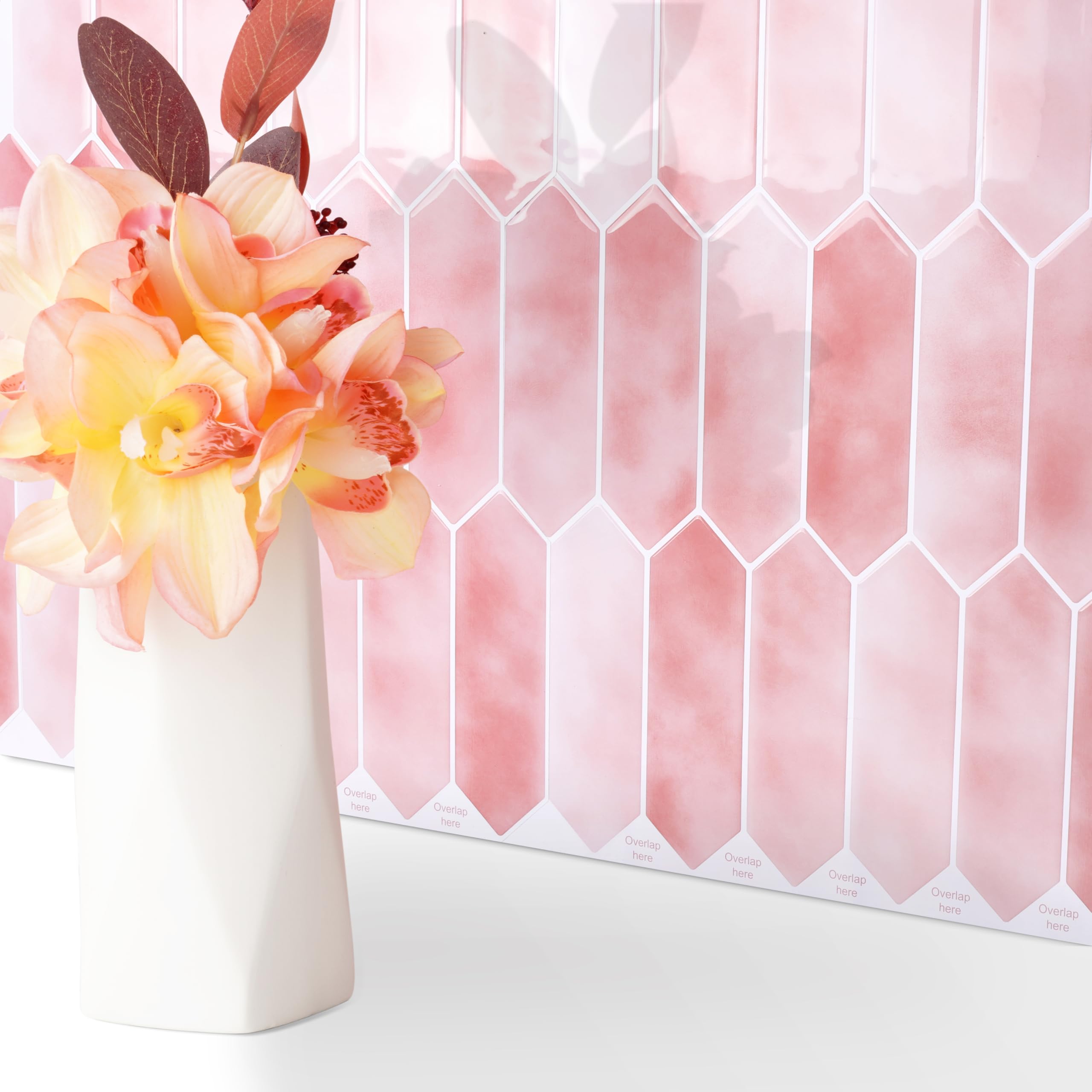 FunStick 30×30CM 30 Baldosas Adhesivas Cocina Paredes Azulejos Adhesivos Baño Rosa Impermeable Azulejo Adhesivo 3D Losetas Adhesivas Cocina Lavadero Vinilo Adhesivo Pared Rosa Azulejos Adhesivos Pared