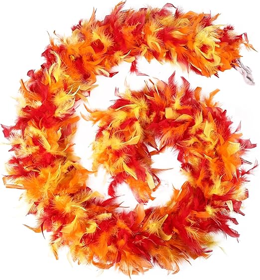 80g Feather Boa - 2 Yards Turkey Chandelle Feathers Boas for DIY Craft Wedding Party Dancing Halloween Christmas Home Costume Decoration(Red Orange Yellow)